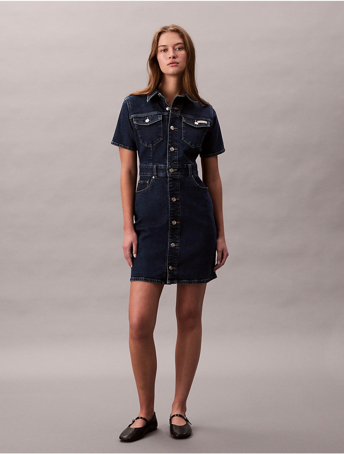 Calvin Klein Womens Denim Trucker Dress - White Product Image
