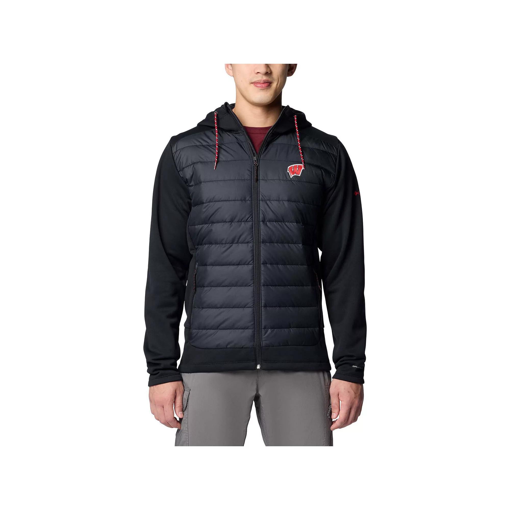 Men's Columbia Black Wisconsin Badgers Out-Shield Hybrid Full-Zip Hoodie Jacket,  Product Image
