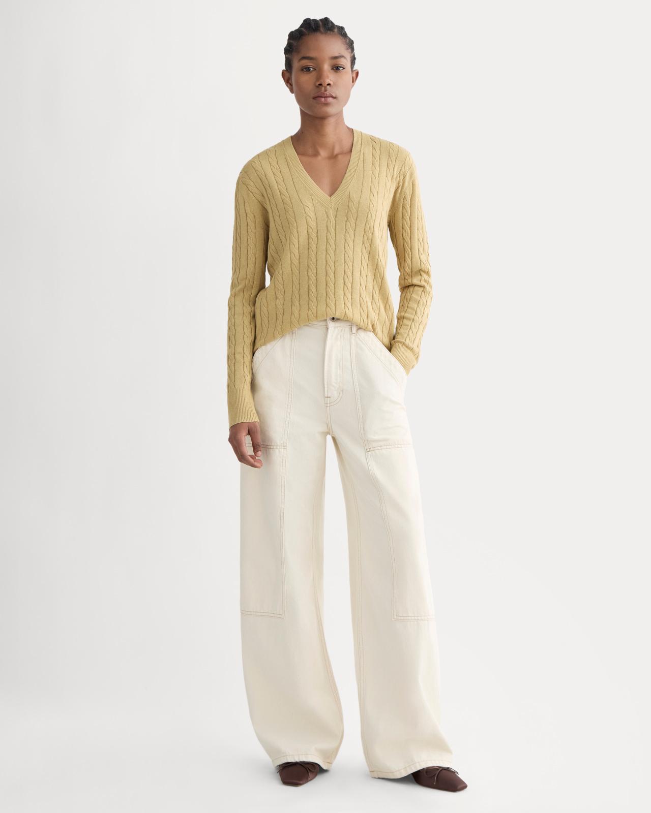 Womens Cable V-Neck in Cotton Cashmere Sweater by Everlane Product Image