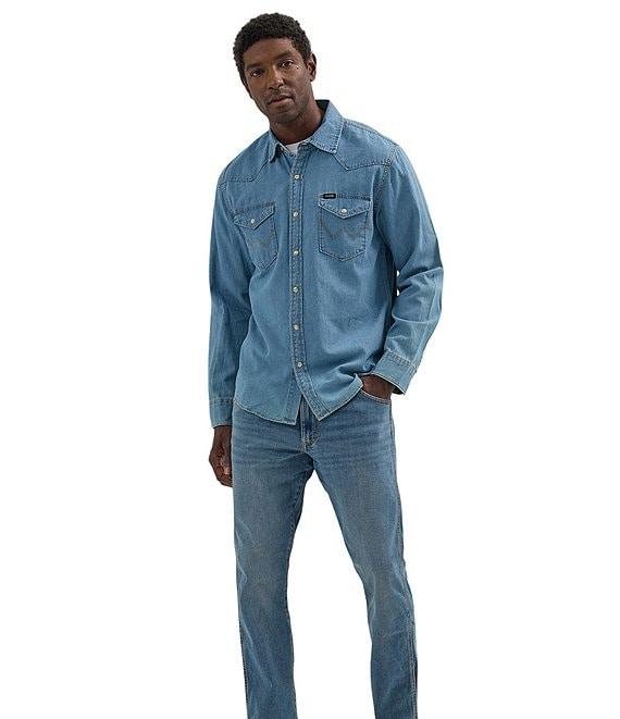 Wrangler® Long Sleeve Iconic Cowboy Washed Denim Shirt Product Image