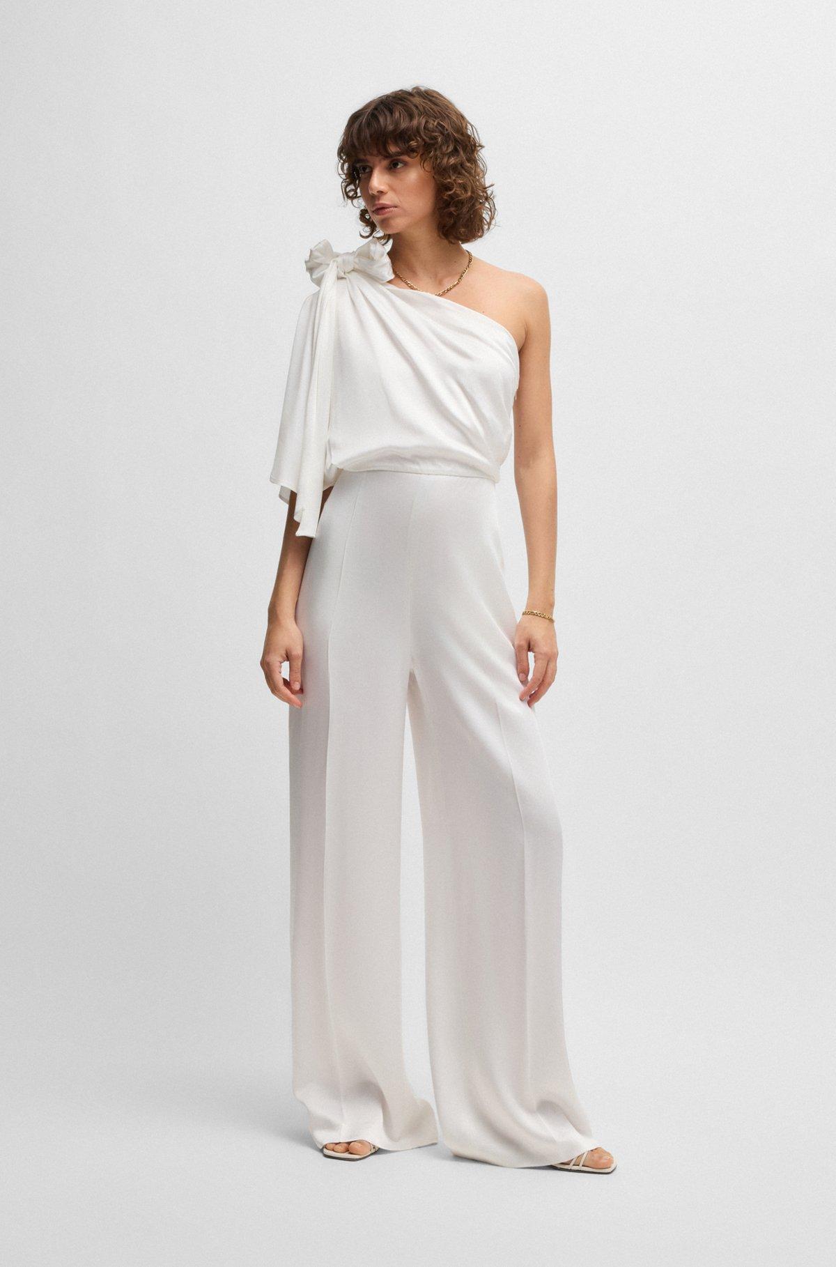One-shoulder jumpsuit with tie neckline Product Image