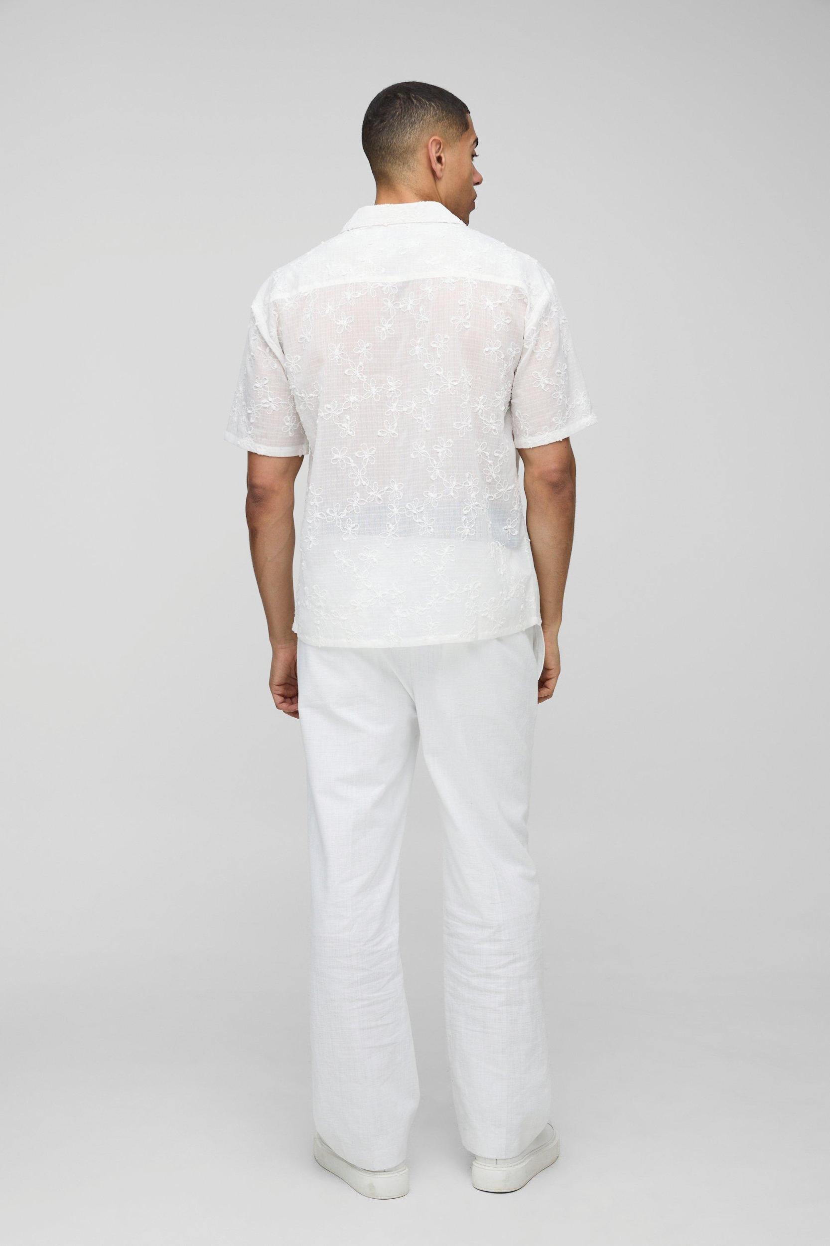 Oversized Floral Embroidered Shirt | boohooMAN USA Product Image
