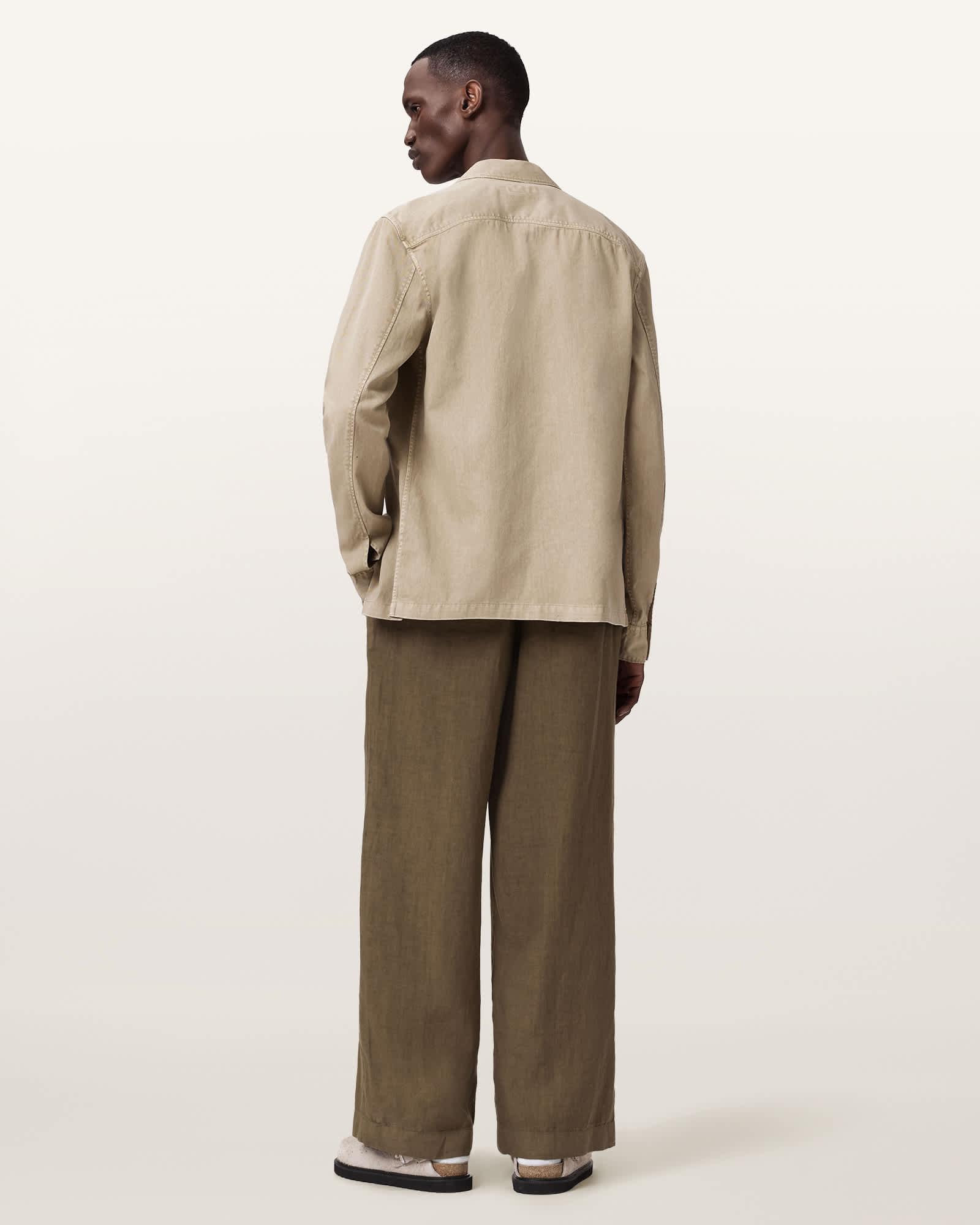 Sharp Straight Leg Linen Pants TRAVERSE BROWN | ALLSAINTS US Product Image