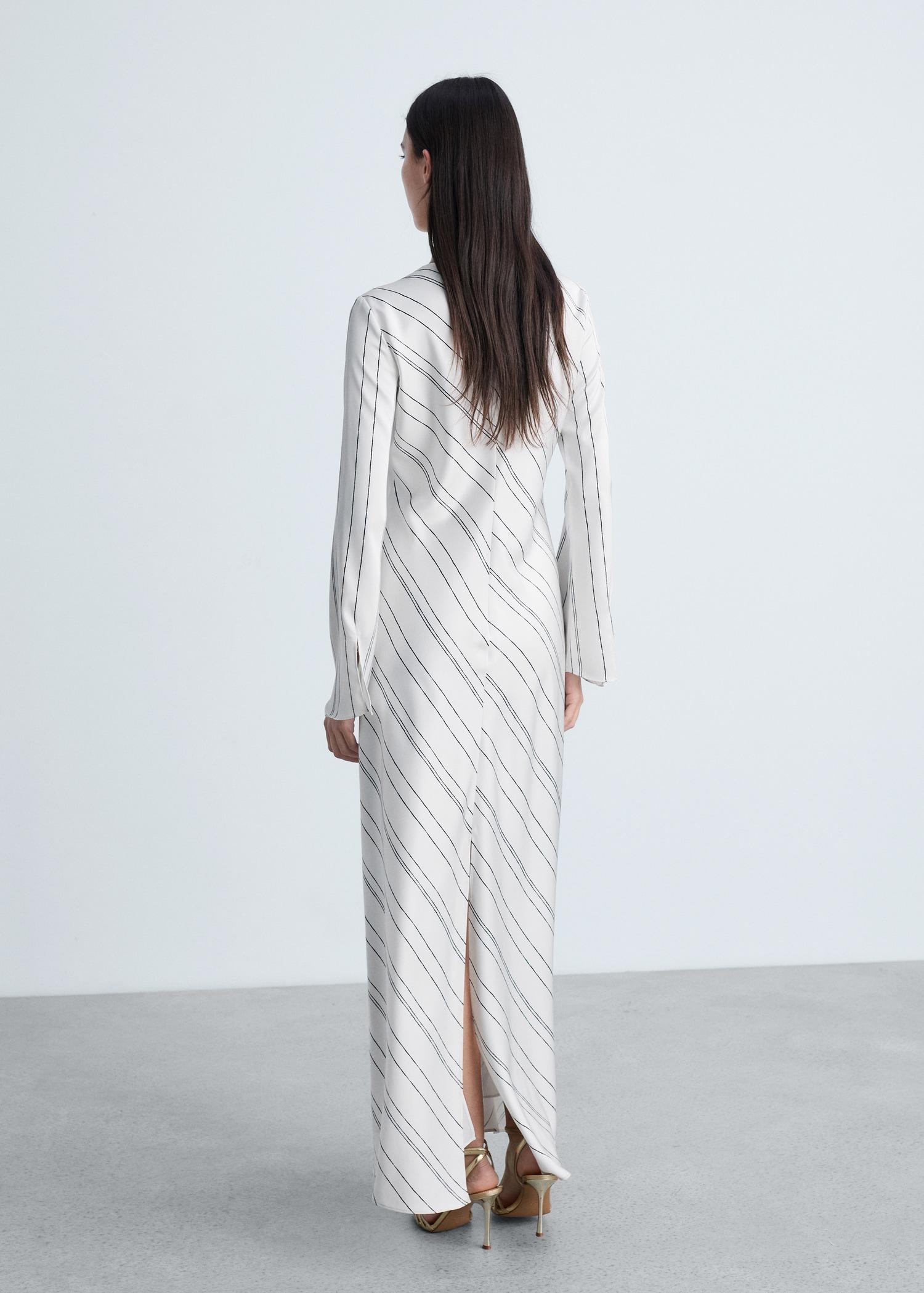 Striped satin dress - Women | MANGO USA Product Image