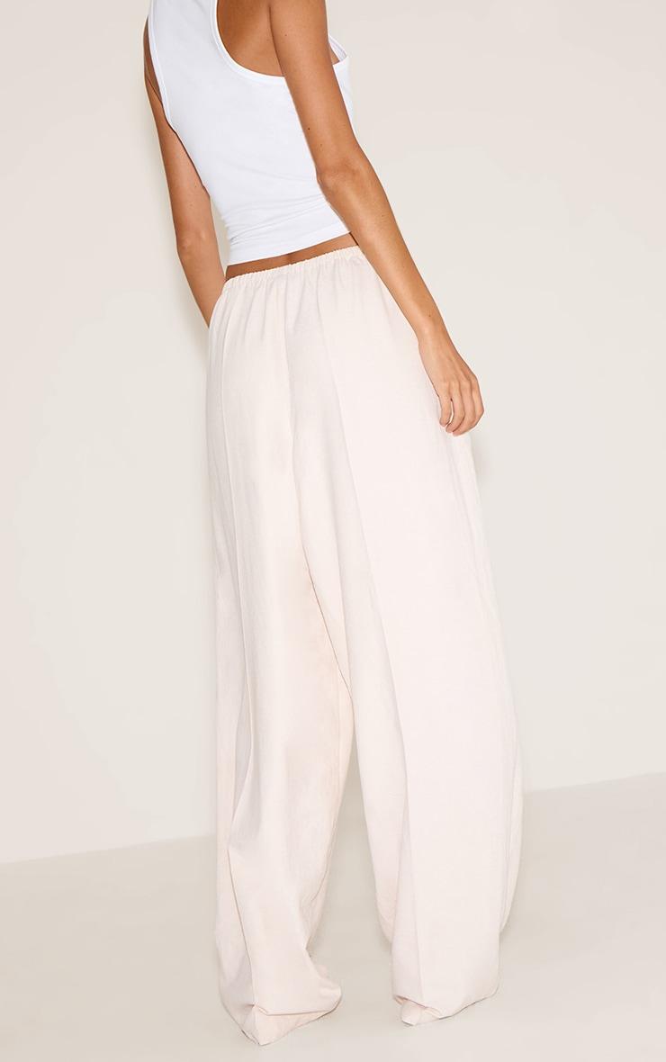 Beige Peachskin Wide Leg Pants Product Image