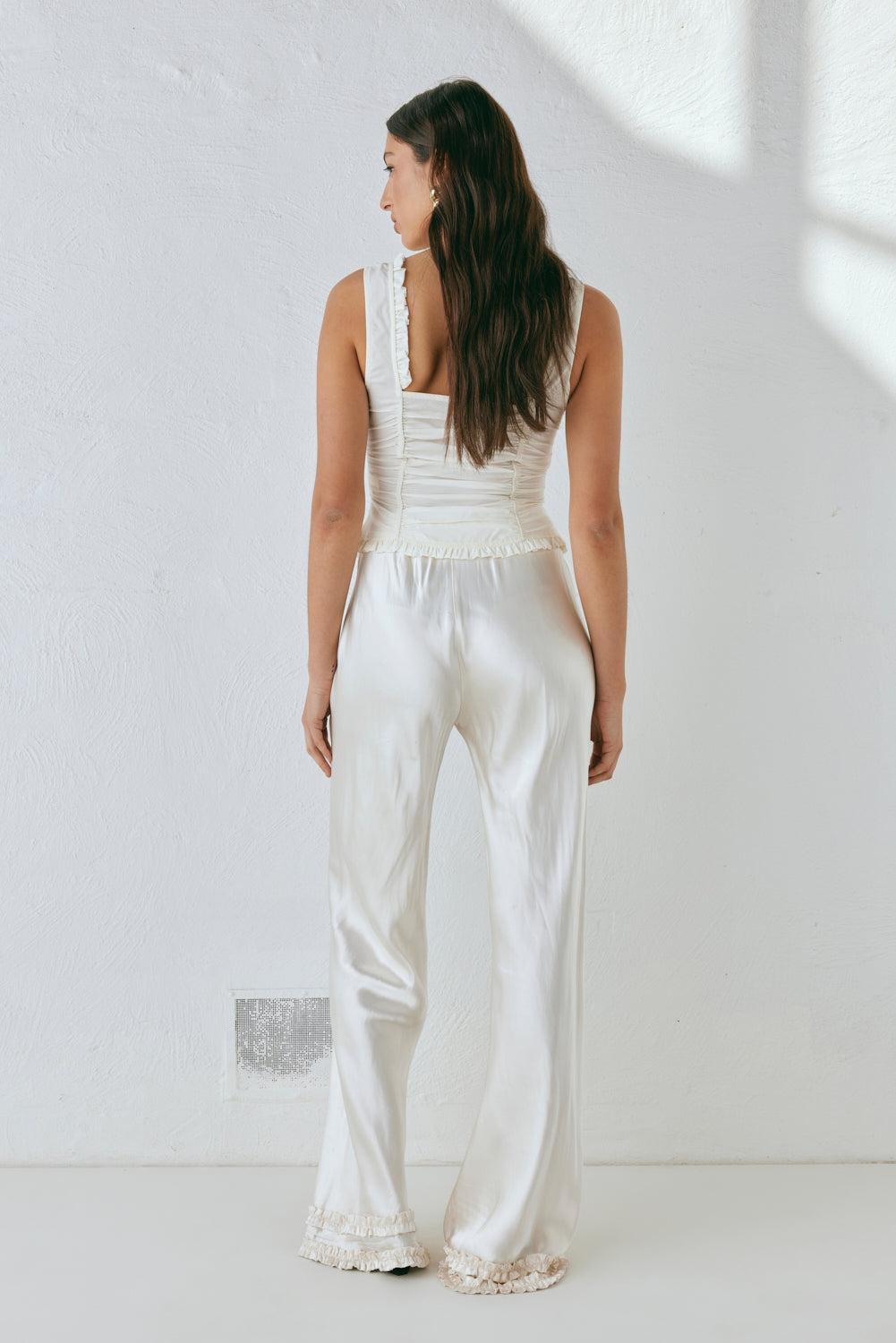 Citara Satin Pants White Product Image