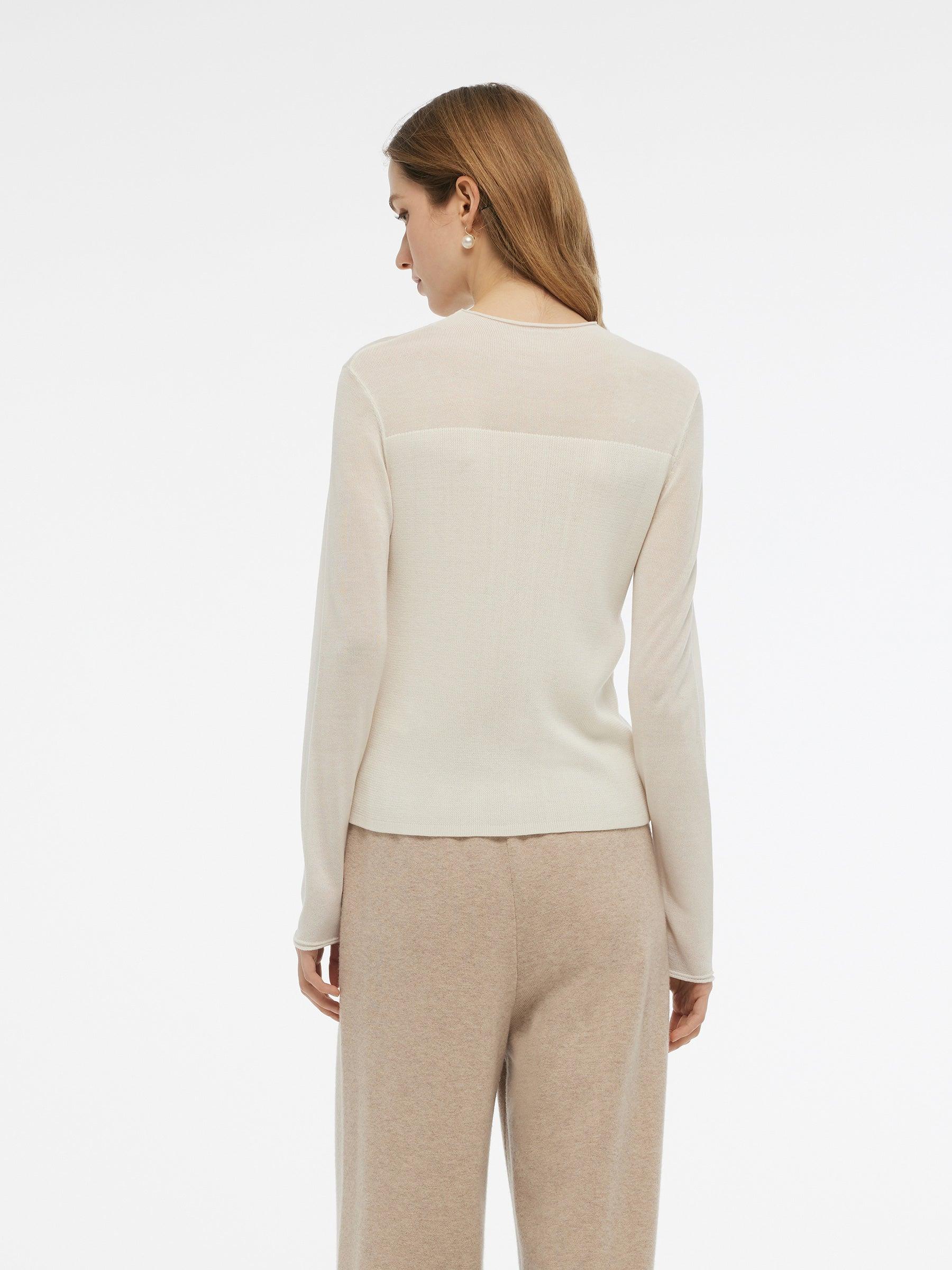 Tencel Wool Blend Women Flower Knit Top Product Image