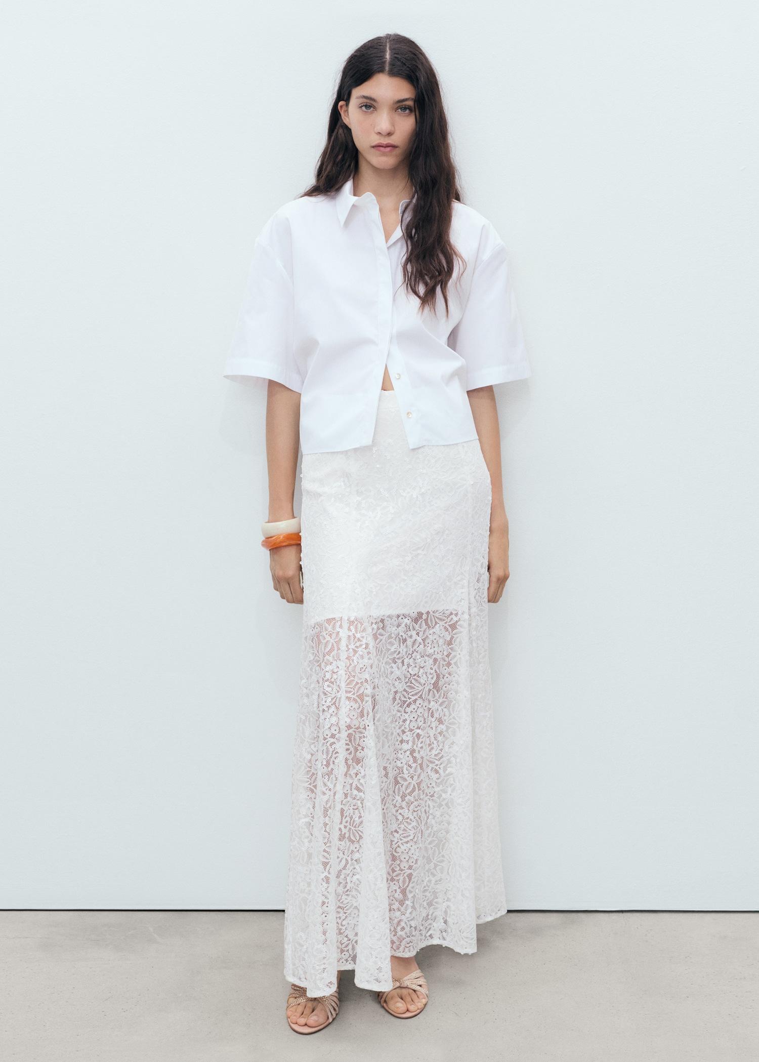 Long lace skirt - Women | MANGO USA Product Image