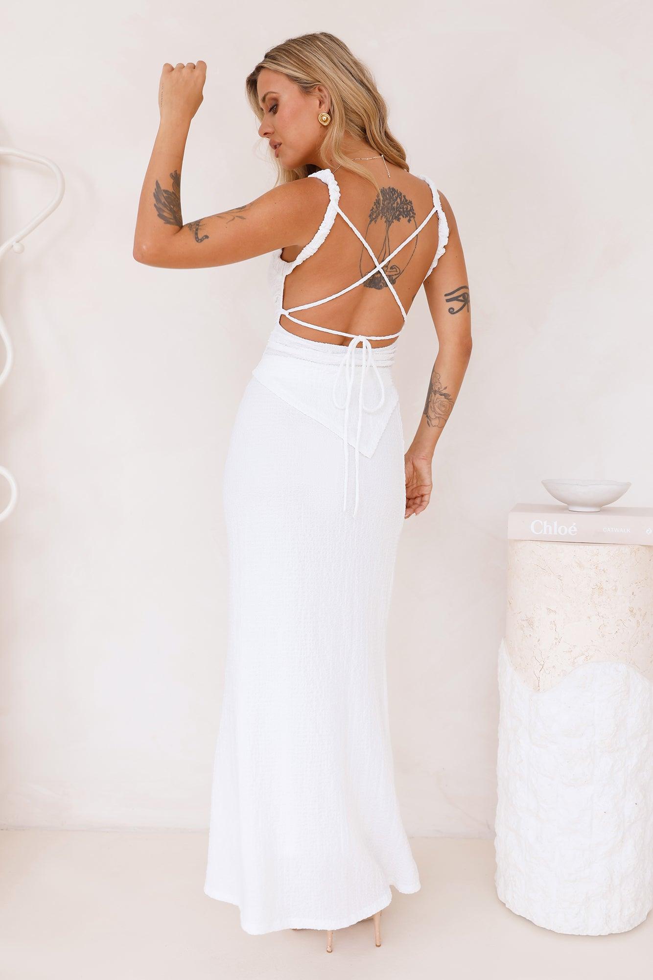 Lush Tropics Maxi Skirt White Product Image