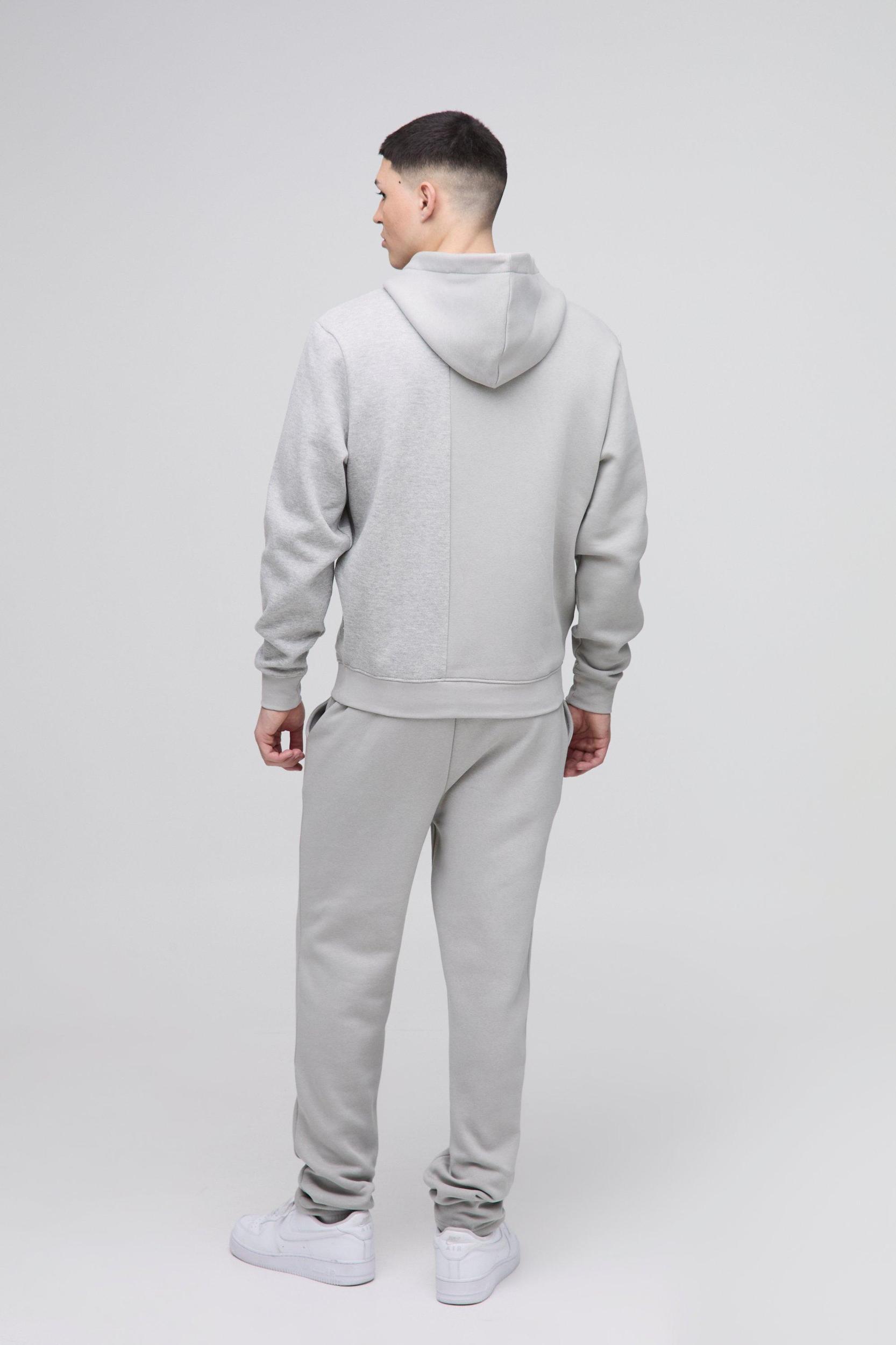 Regular Fit Man Tonal Panel Hooded Tracksuit | boohooMAN USA Product Image