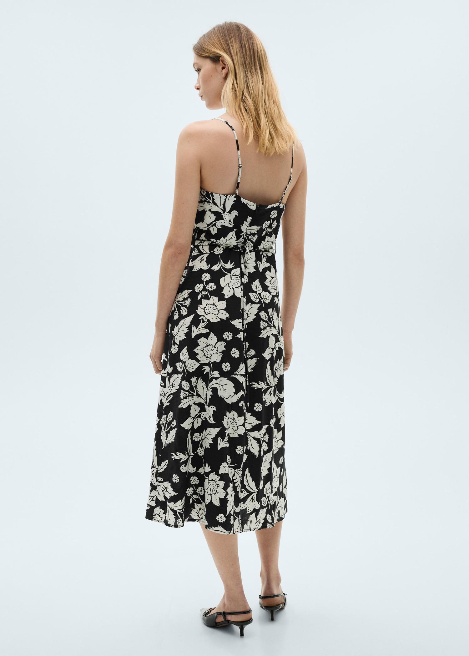 Flower print strapless dress - Women | MANGO USA Product Image