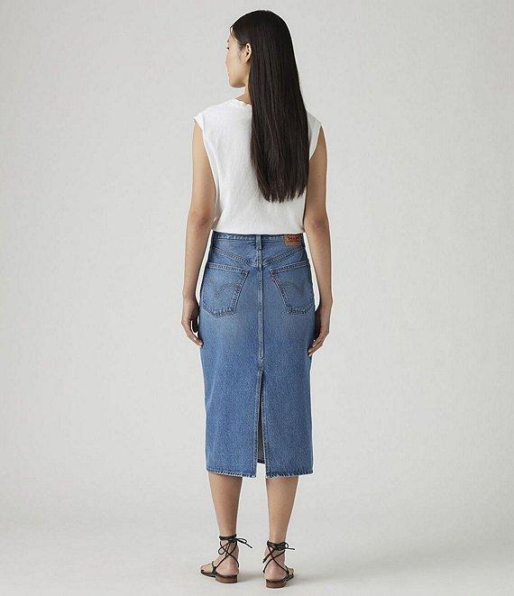 Levi's® High-Rise Back-Slit Denim Midi Skirt Product Image