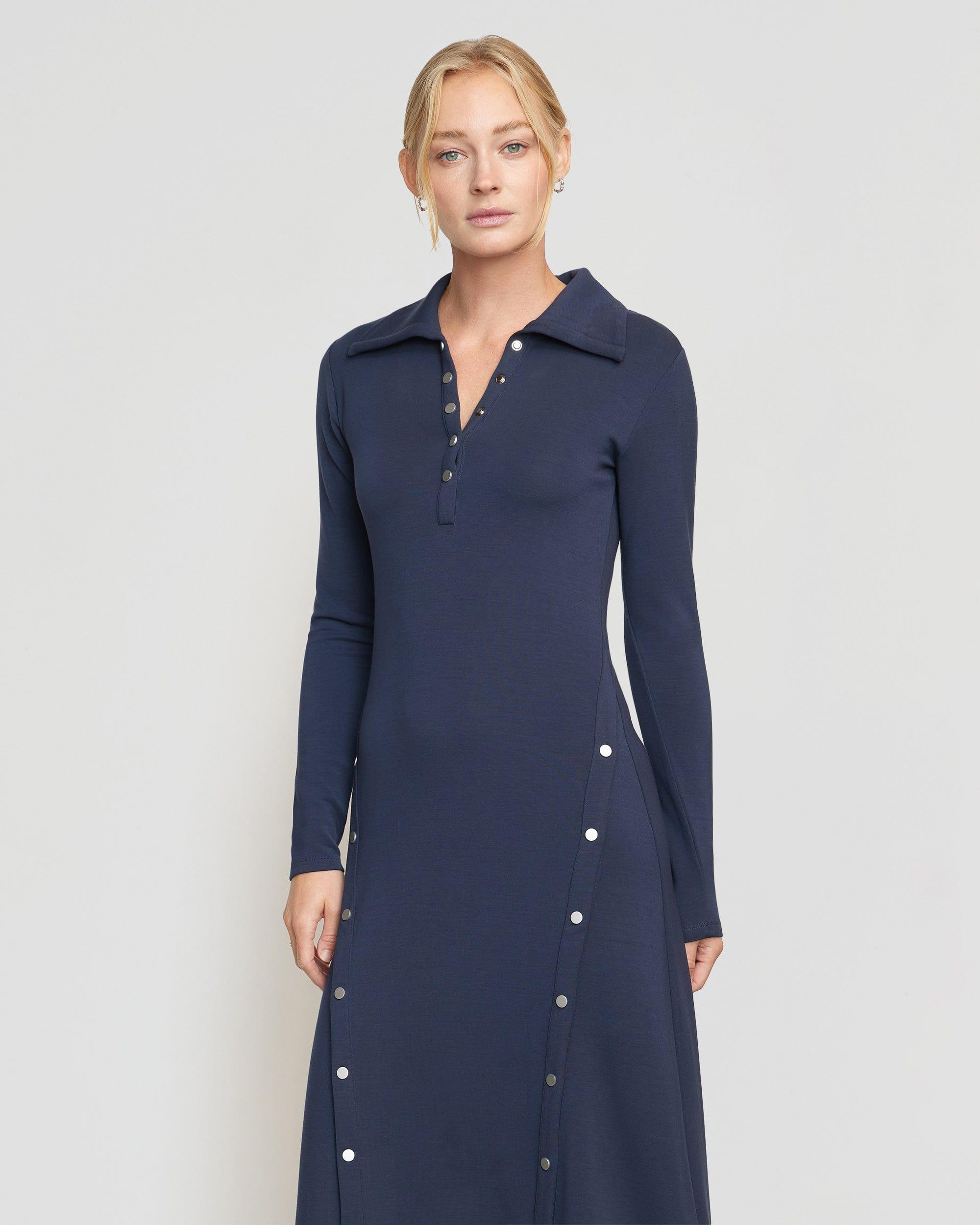 Shawna Button-Accent Collared Dress Product Image