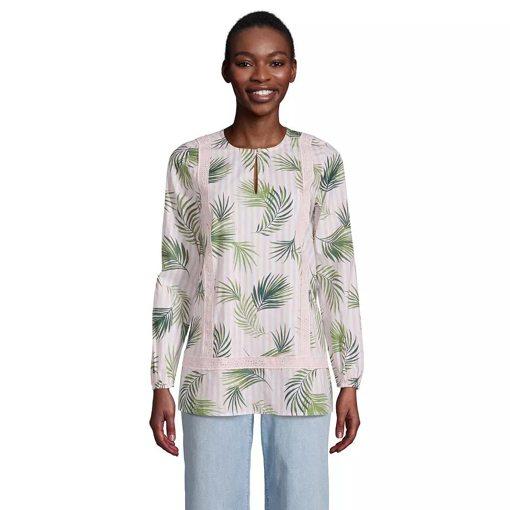 Petite Lands' End Split Neck Tunic Top, Women's,  Product Image