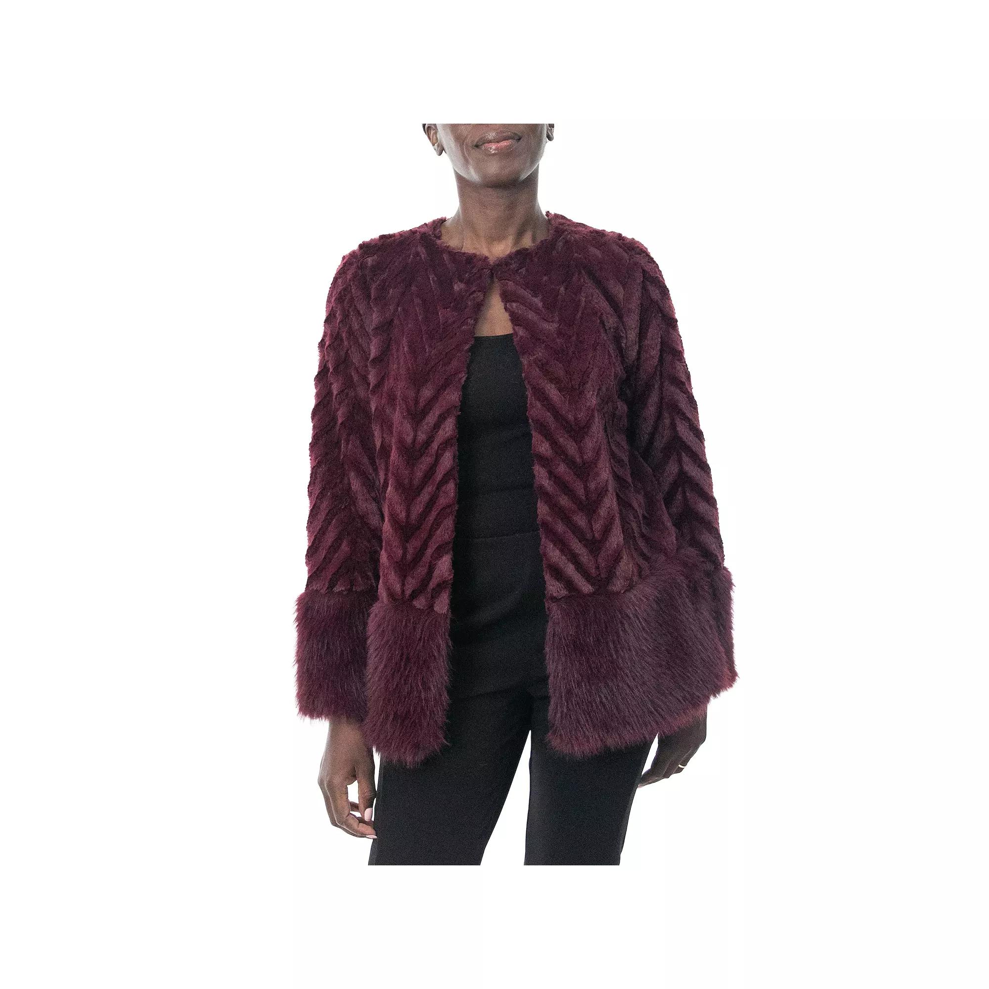 Women's Nina Leonard Chevron Faux-Fur Bolero,  Product Image