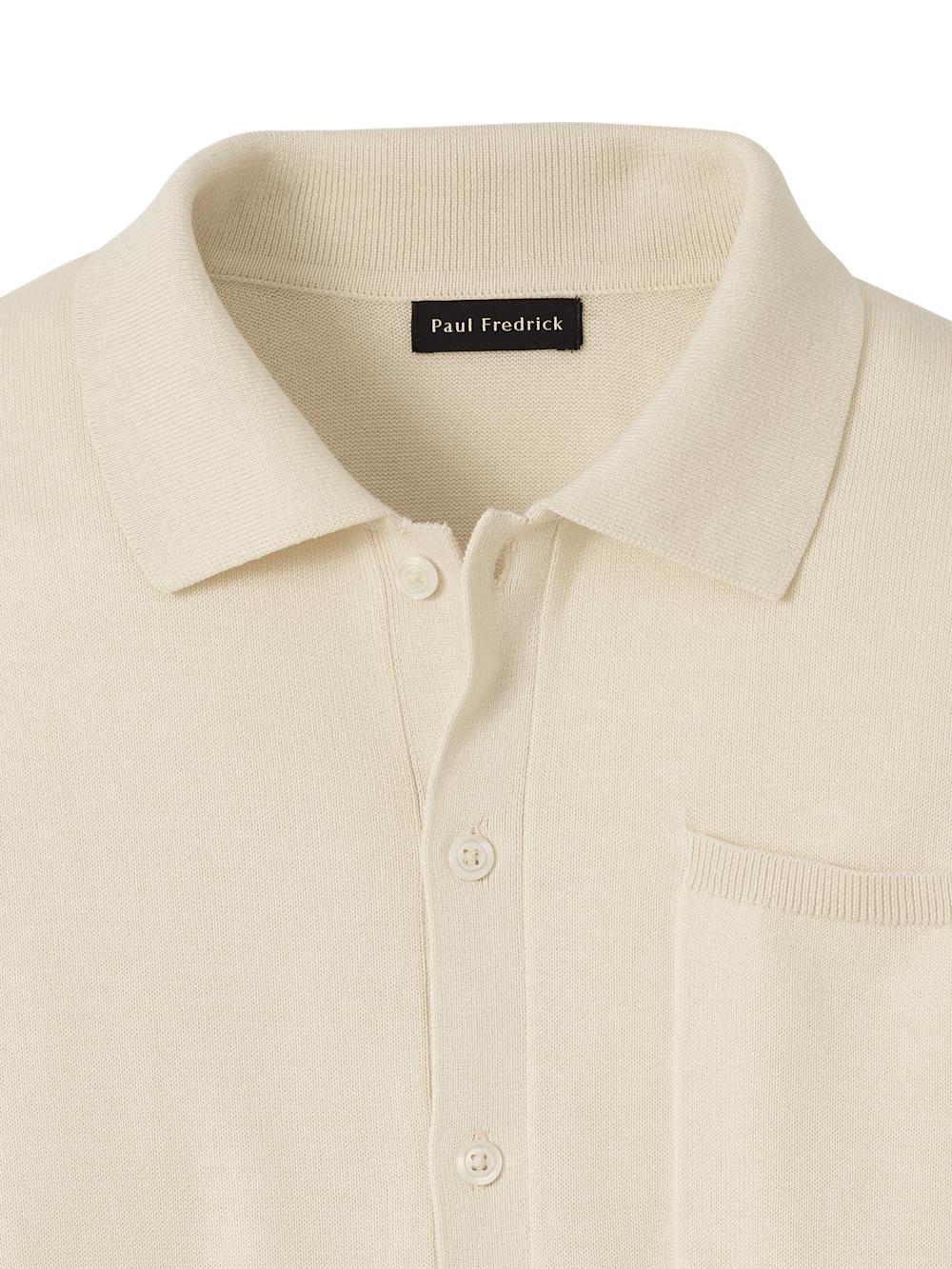 Supima Cotton Button Front Polo - Ivory Product Image