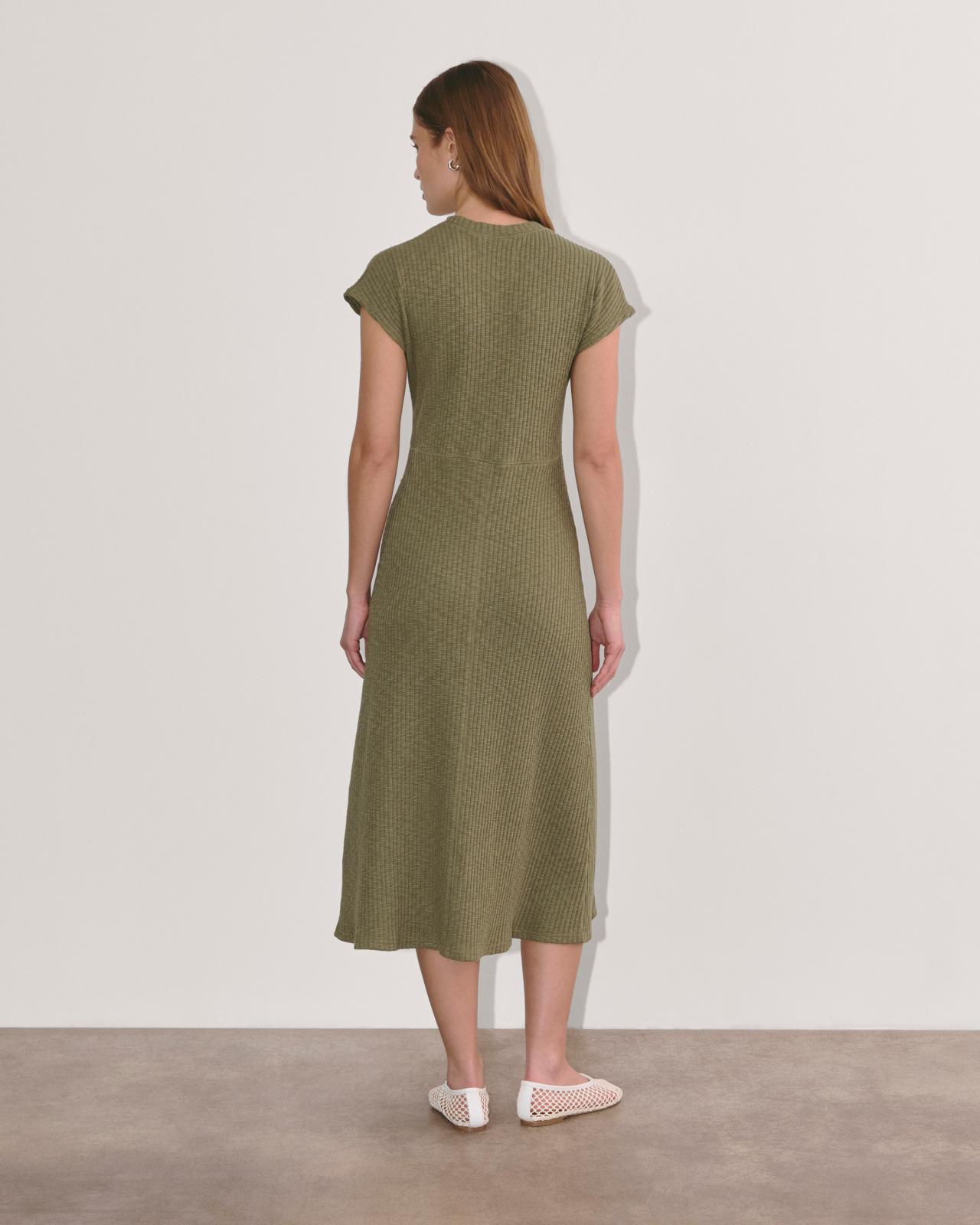 Womens Rib-Knit Cap-Sleeve Midi Dress by Everlane Product Image