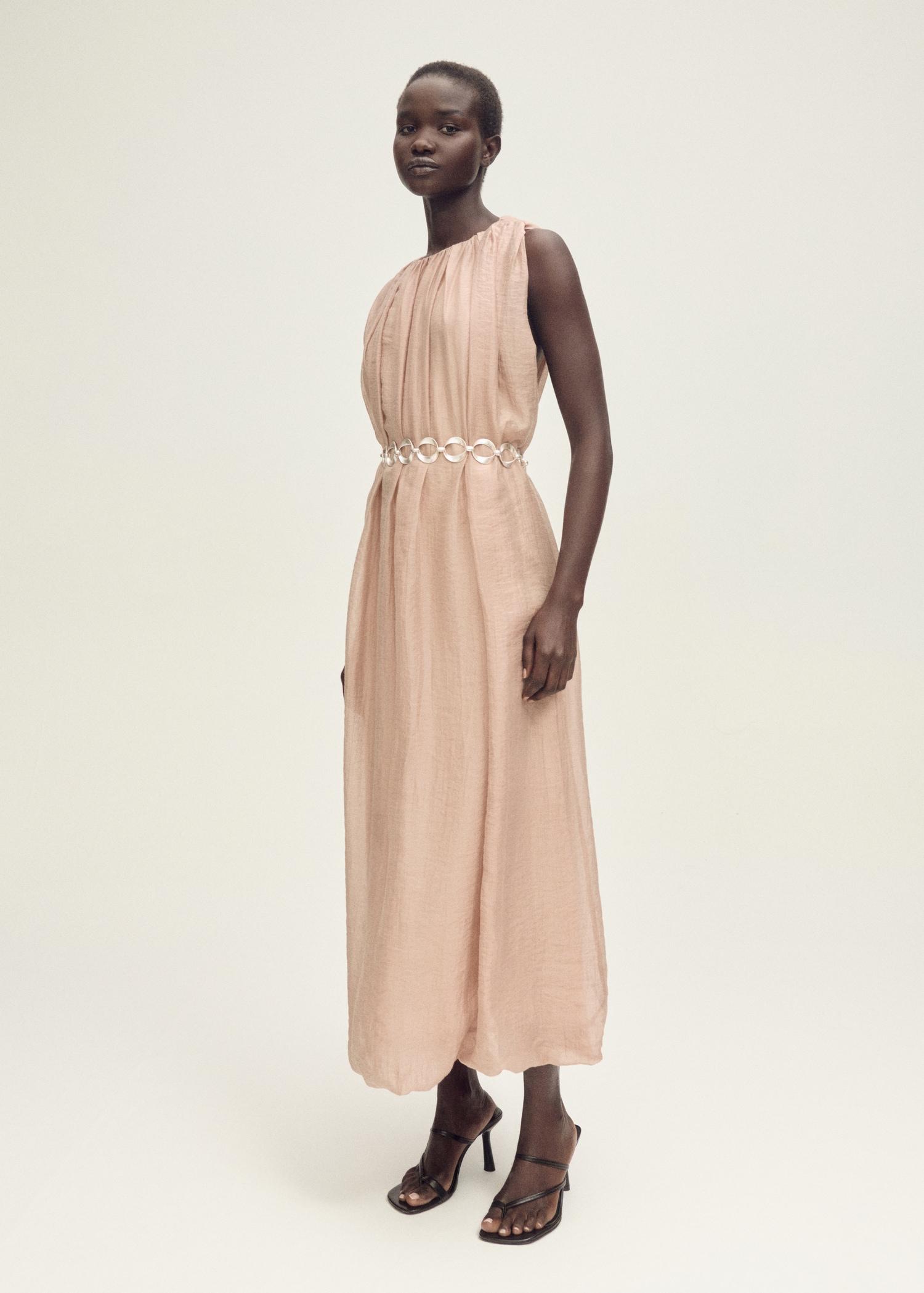 Gathered dress with puffed hem - Women | MANGO USA Product Image