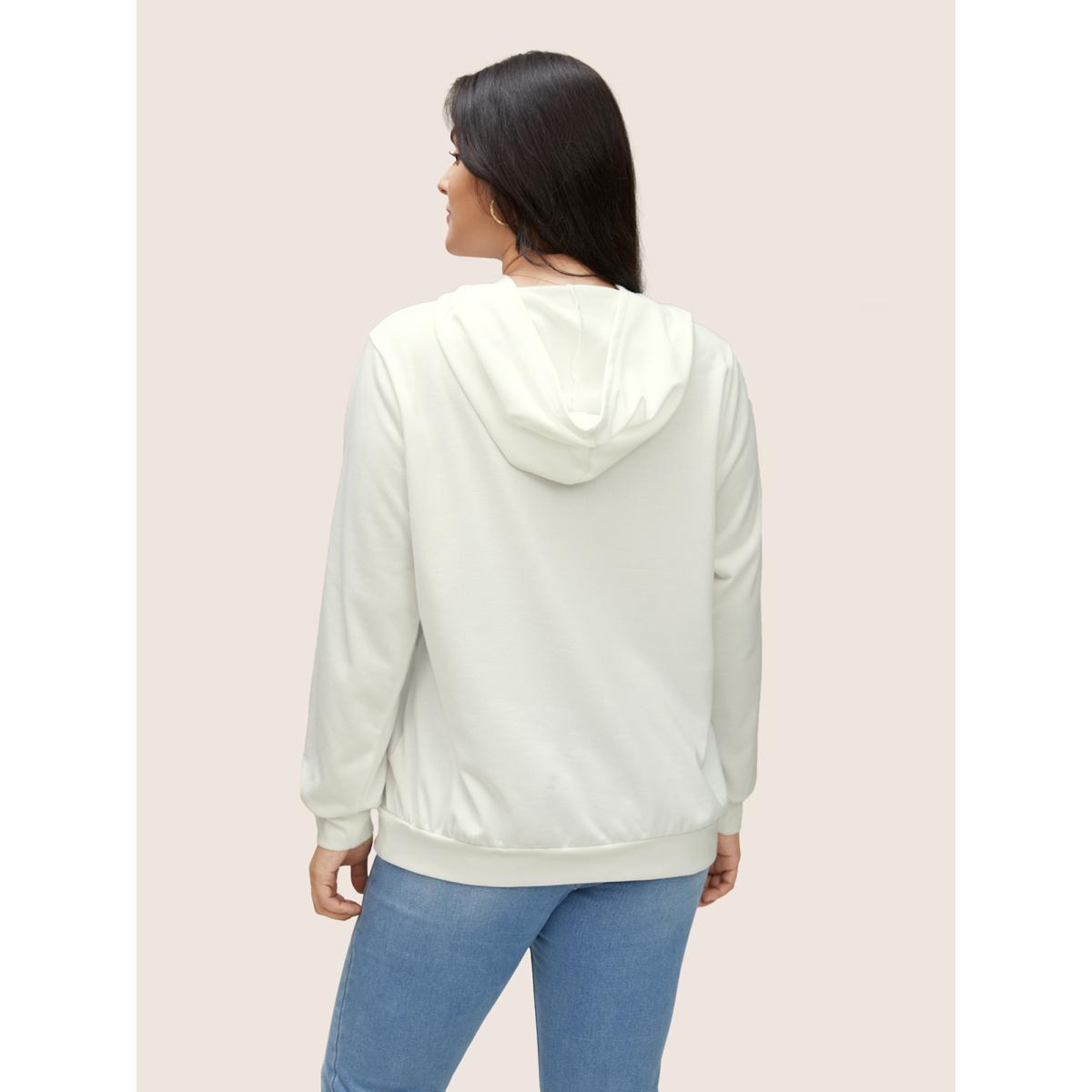 Plus Size BLOOMCHIC Positive Slogans Graphic Hooded Sweatshirt Women White Casual Non Hooded Everyday Sweatshirts BloomChic 14-16/1X Product Image