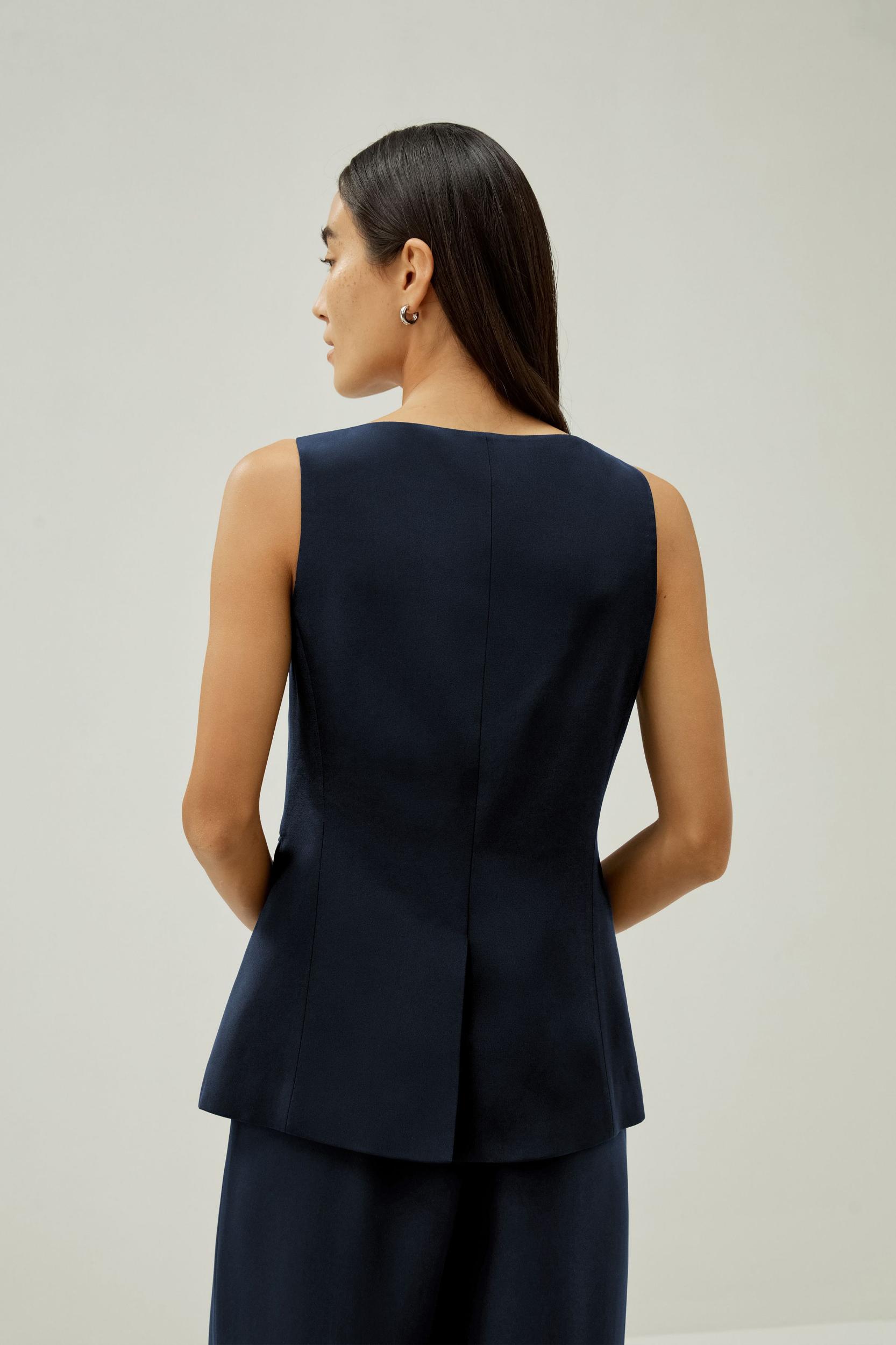 LILYSILK Womens Silk Vest - Midnight Blue 100% Grade 6A Silk - Chic Front Slit Tops 2 Product Image