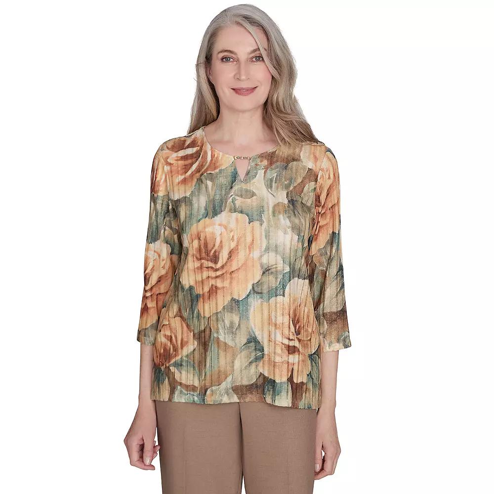 Women's Alfred Dunner Vintage Floral Top, Size: Small, Neutral Team Product Image