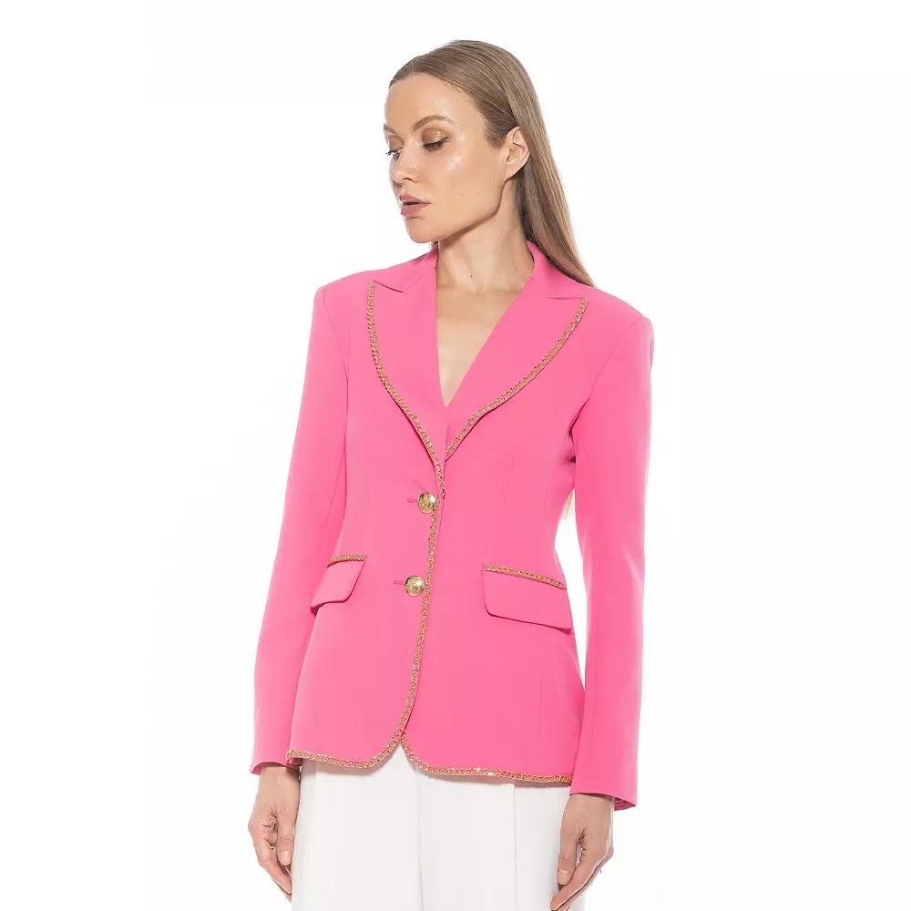 Women's ALEXIA ADMOR Janet Fitted Blazer With Chain Trim Detailing, Size: 6, Pink Product Image
