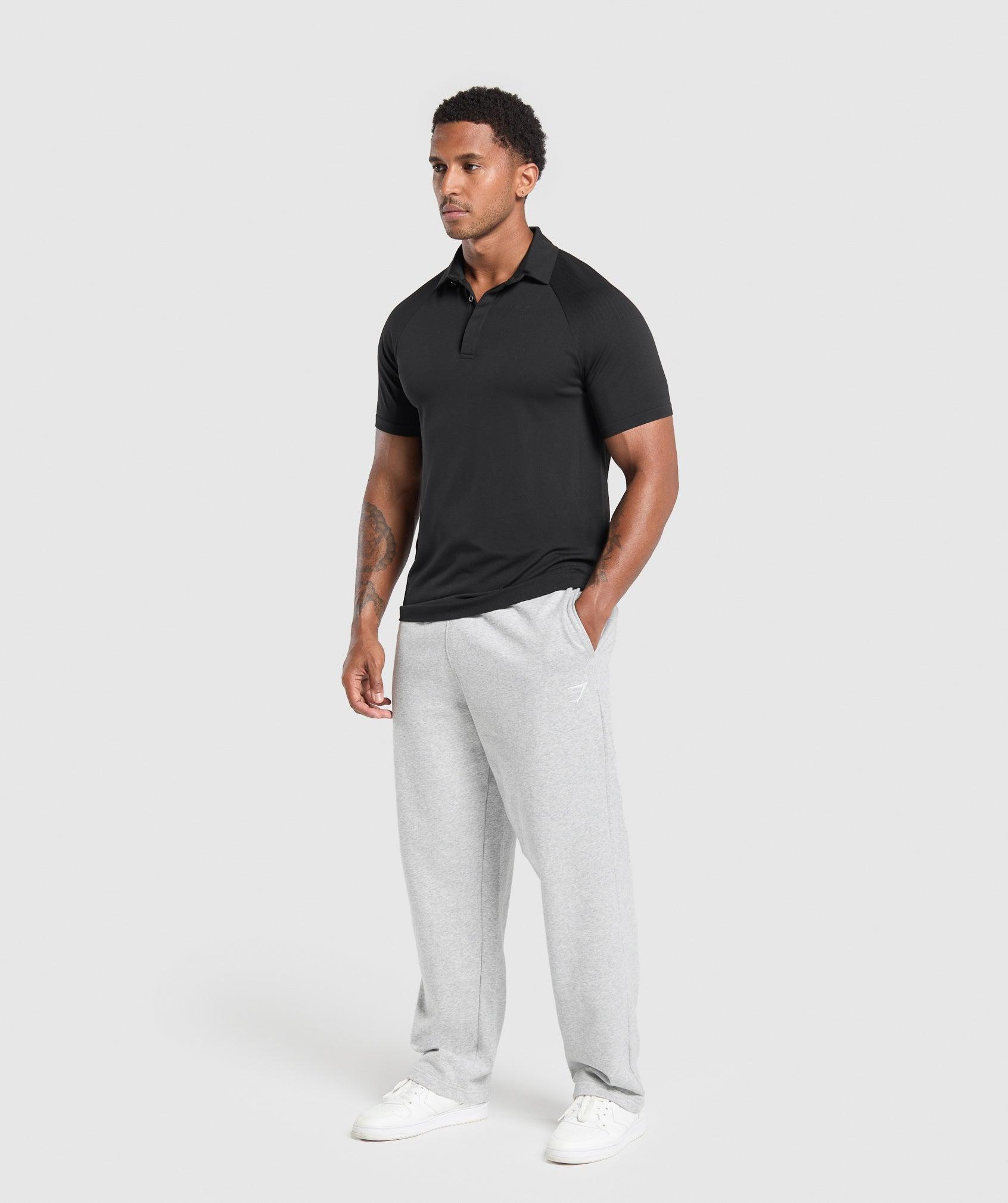 Gymshark Seamless Polo Shirt - Black Male Product Image