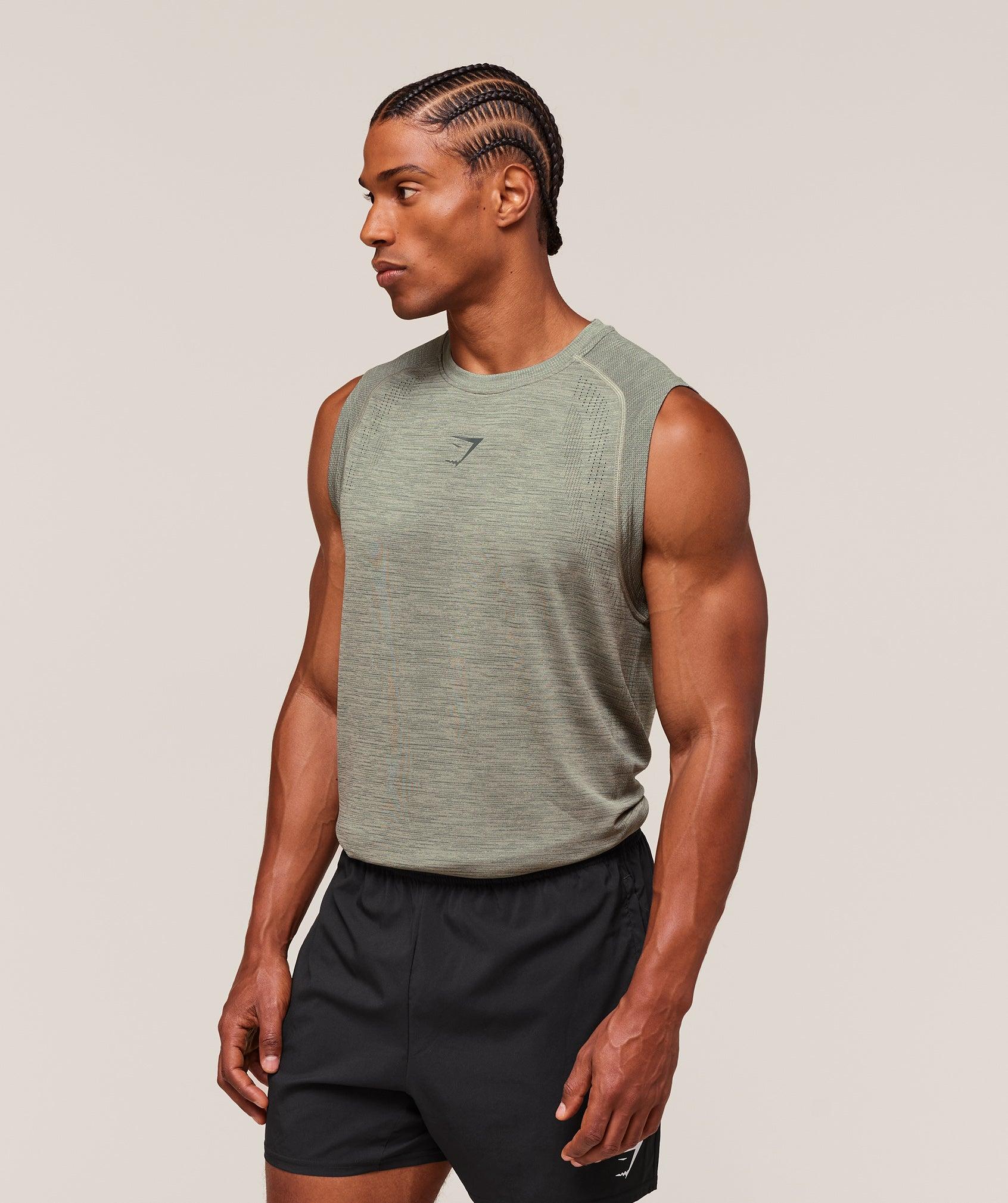Gymshark Versatile Seamless Tank - Chalk Green/Slate Teal Male Product Image