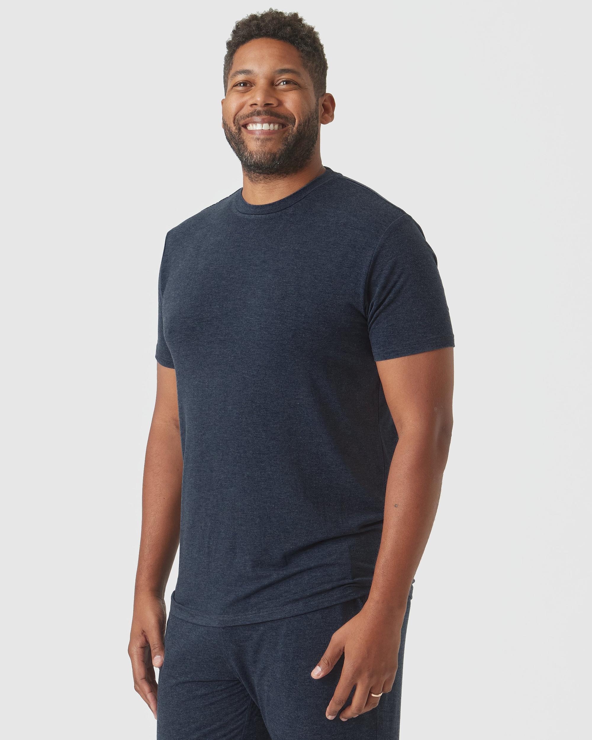 Heather Navy Short Sleeve Loungewear Tee Product Image