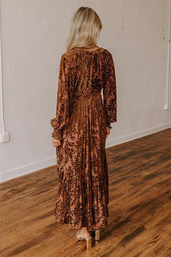 Everlasting Dreams Velvet Burnout Maxi Dress in Chocolate Product Image