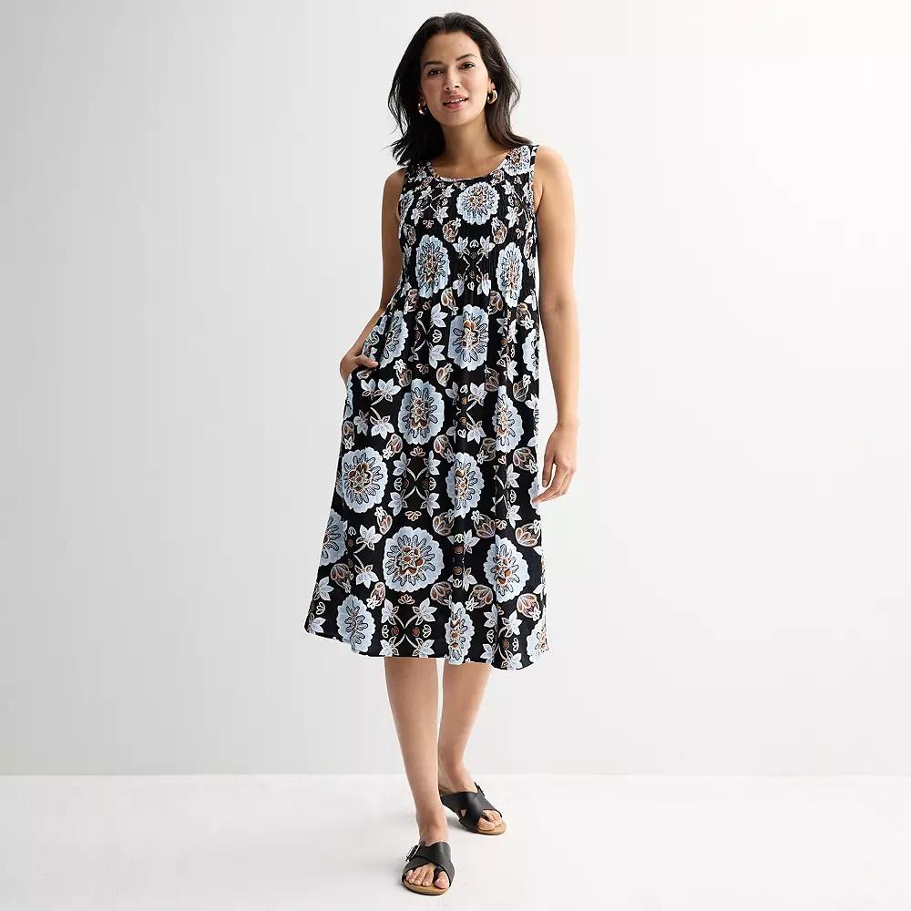 Petite Croft & Barrow® Smocked Midi Dress, Women's,  Product Image