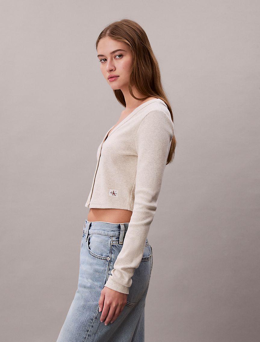 Rib Cropped Cardigan Product Image