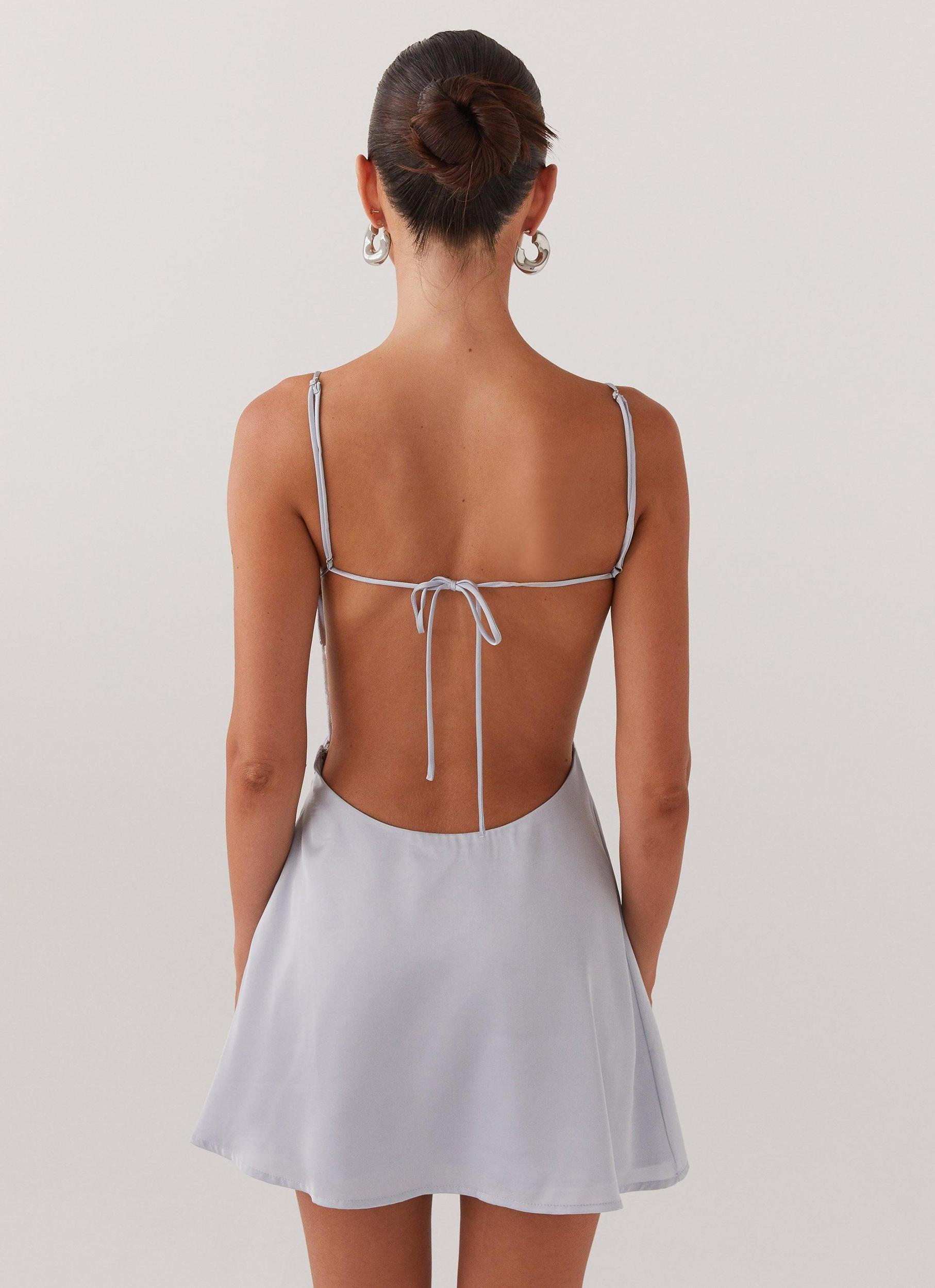 Ayla Satin Mini Dress - Arctic Blue Product Image