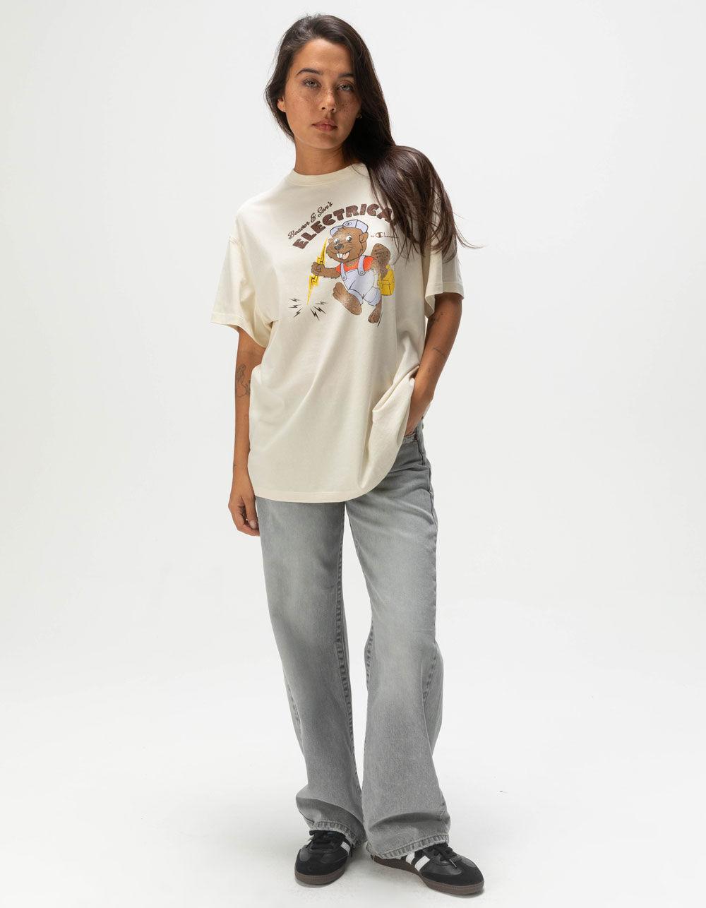 CHAMPION Washed Stadium Womens Tee - CREAM Product Image