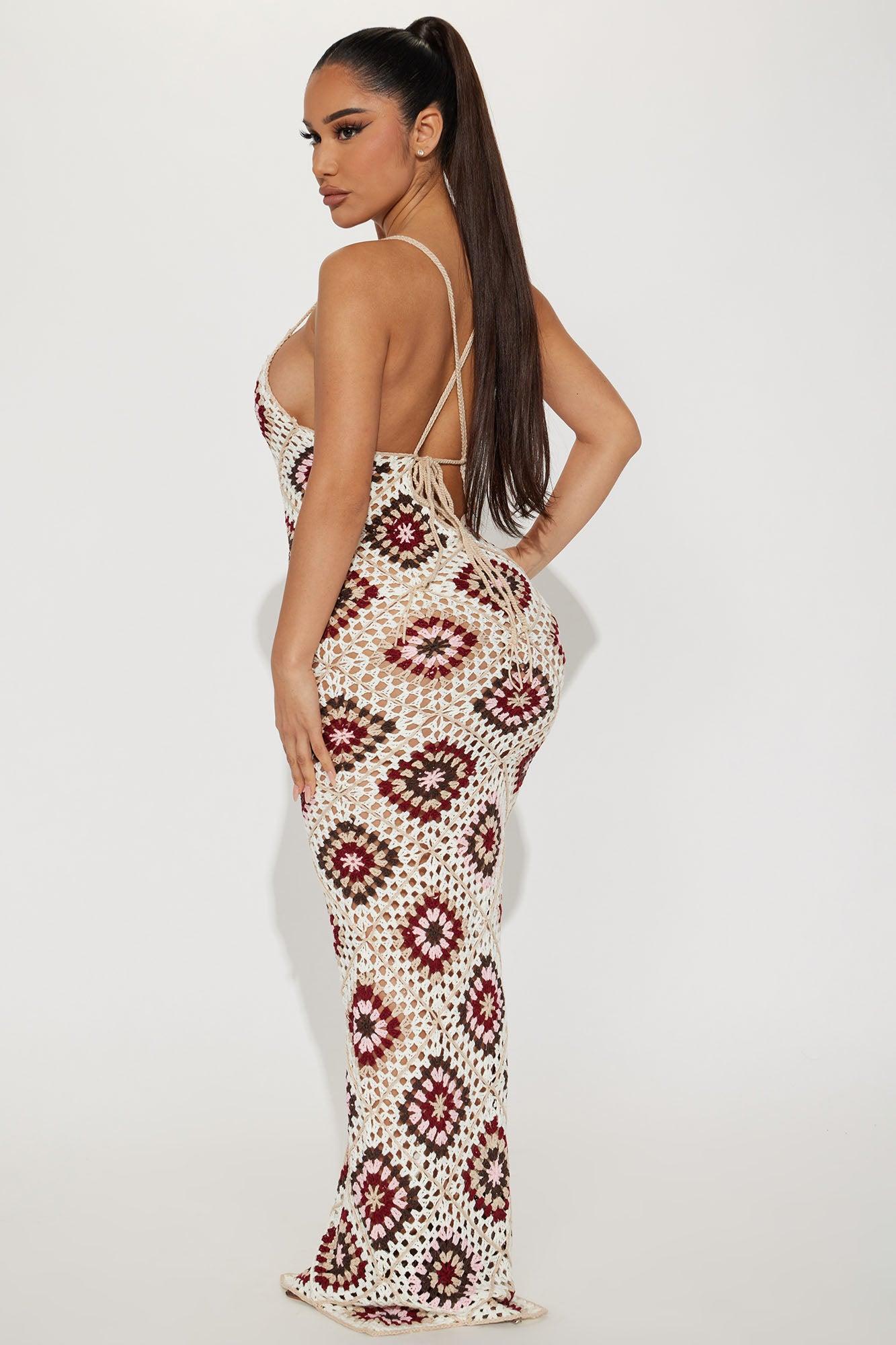 Amalfi Coast Crochet Maxi Dress - Cream/combo Product Image