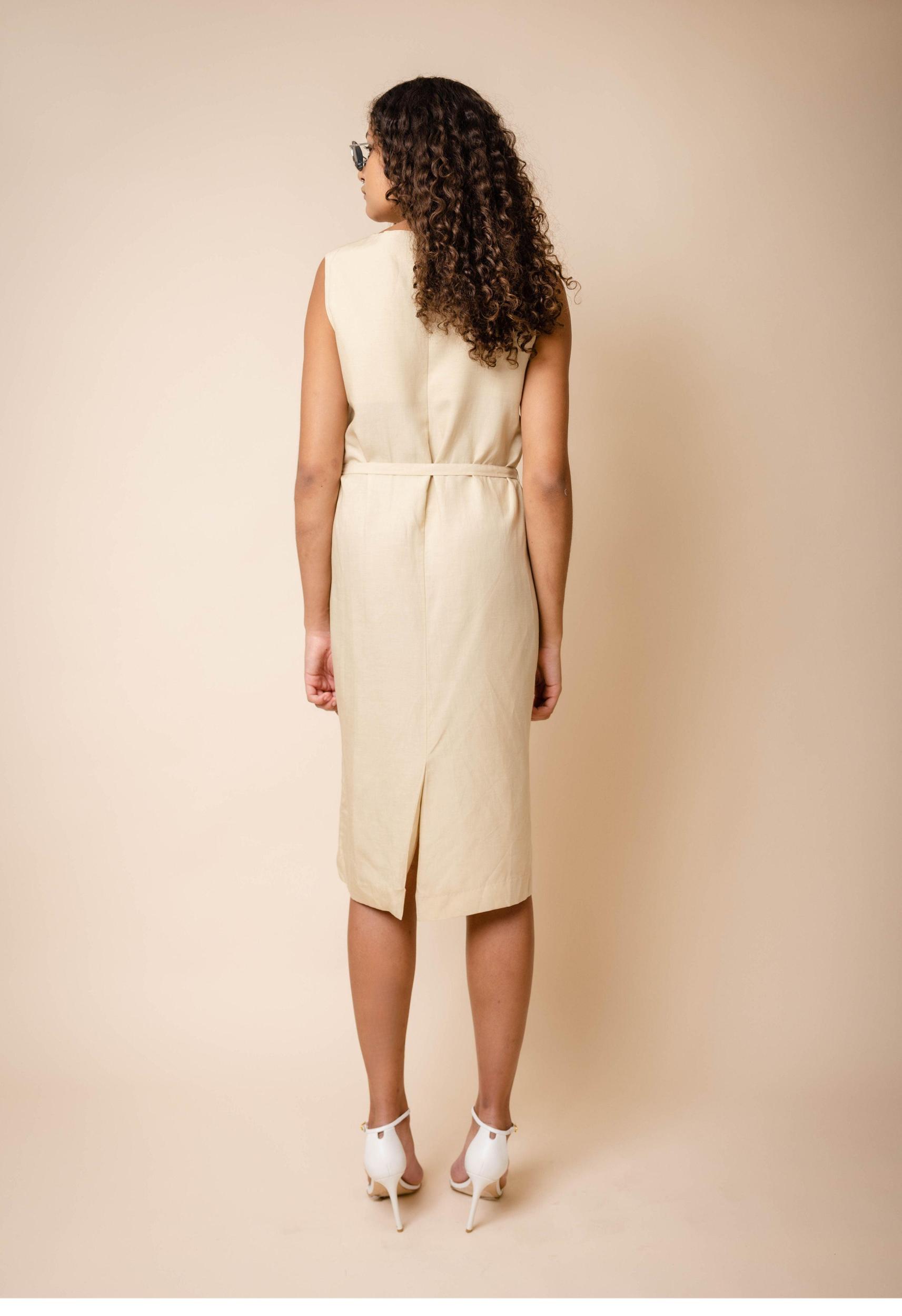 Elle Button Down Dress in Nude Product Image