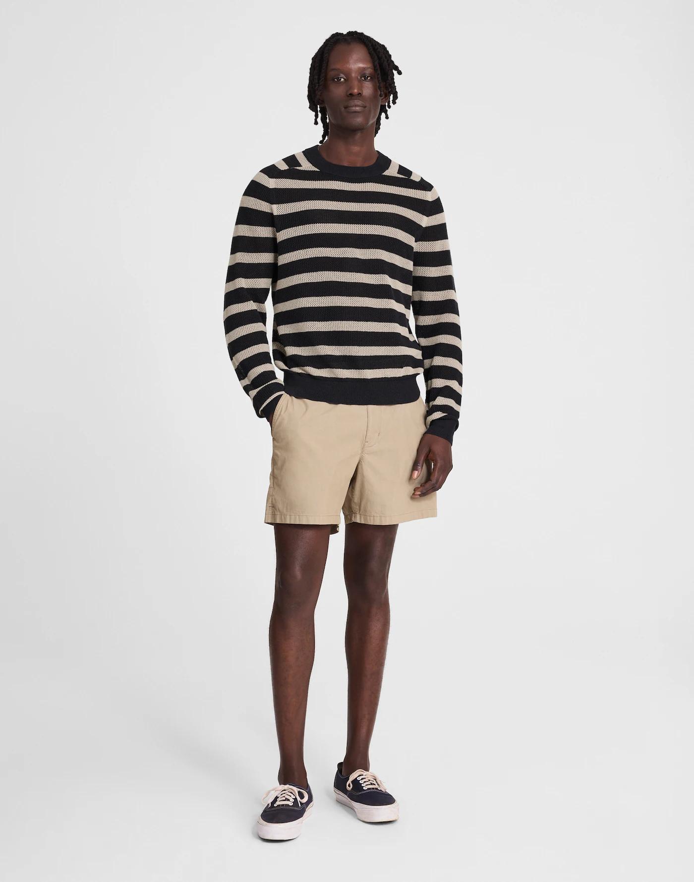 Mesh-Knit Crewneck Sweater in Lightweight Cotton-Linen Blend Product Image