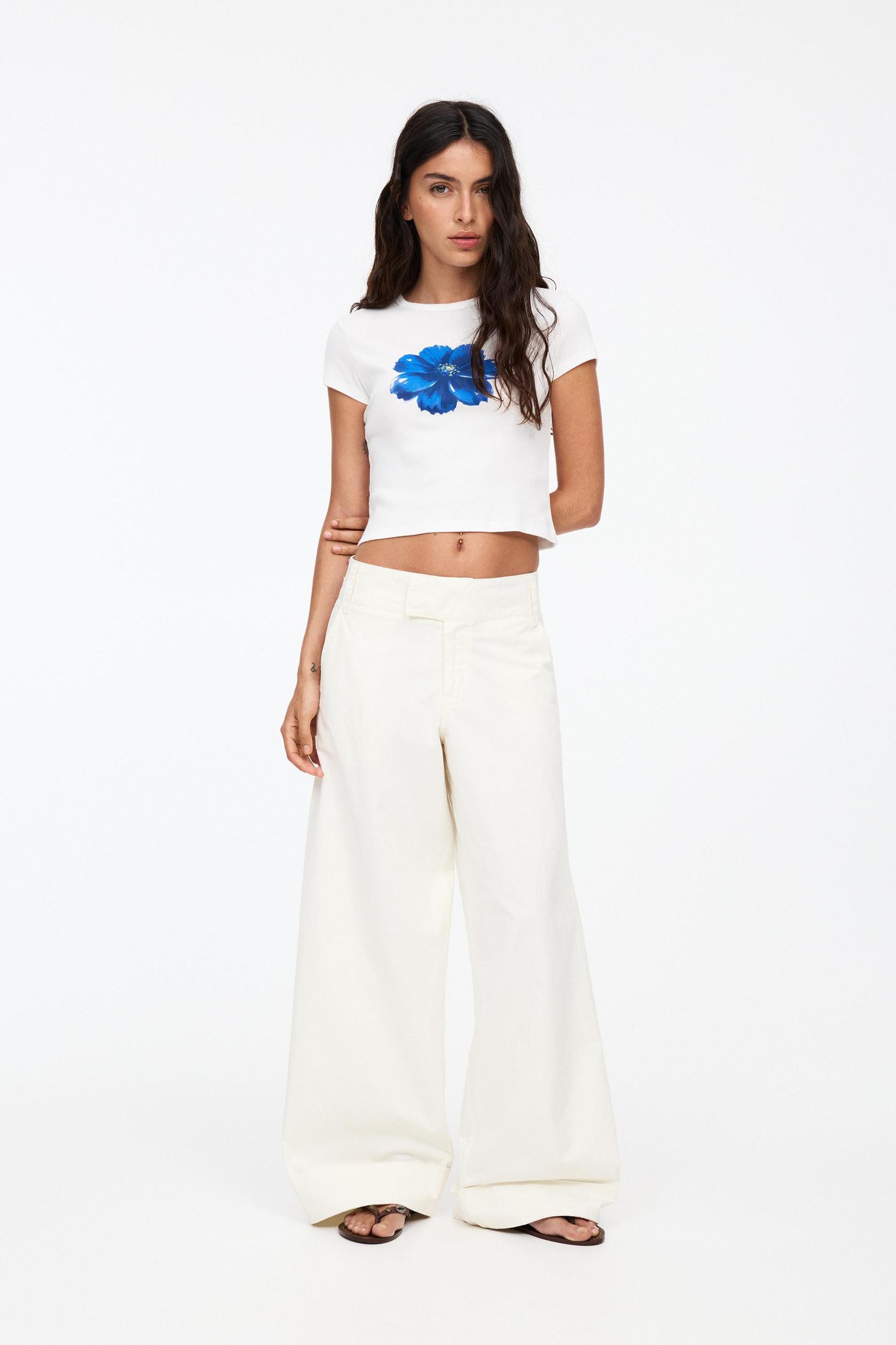 Wide leg pants with crossover waist Product Image