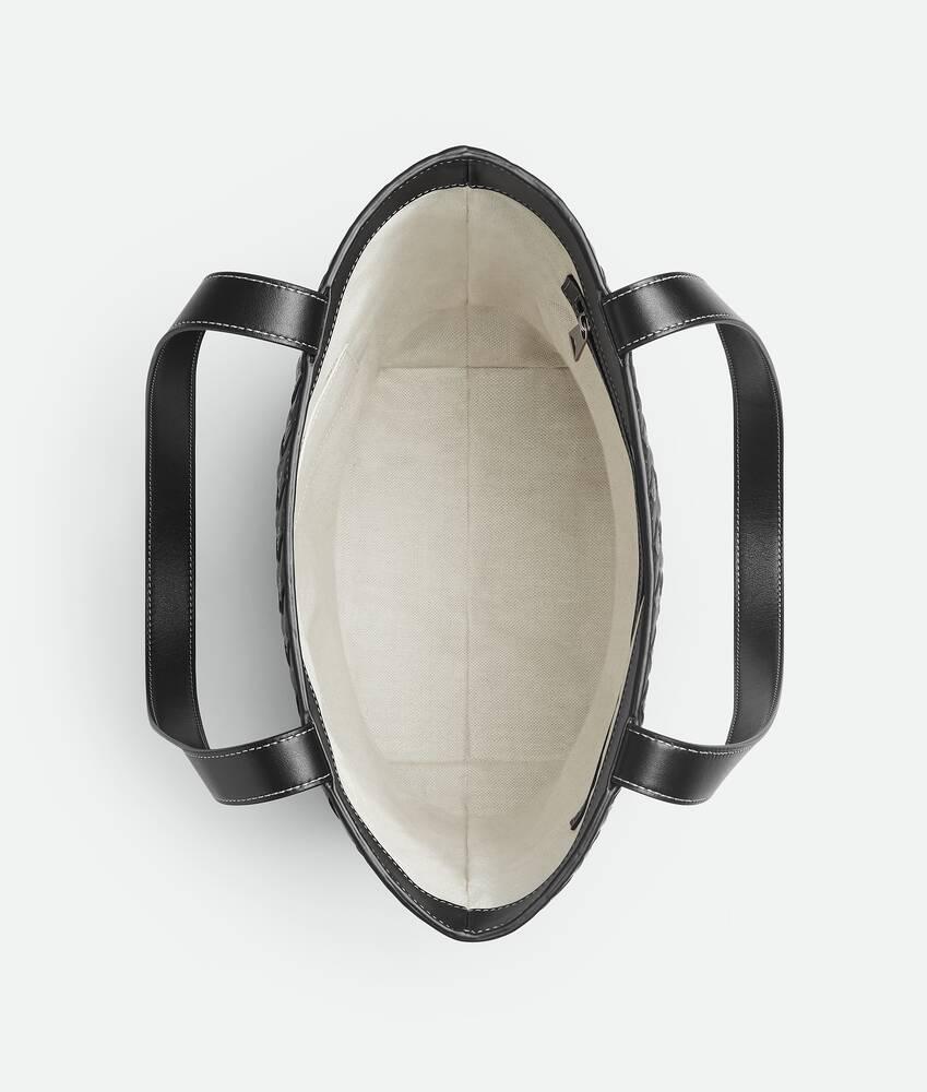 Men's Small Intrecciato North-South Tote in Black / Natural Product Image