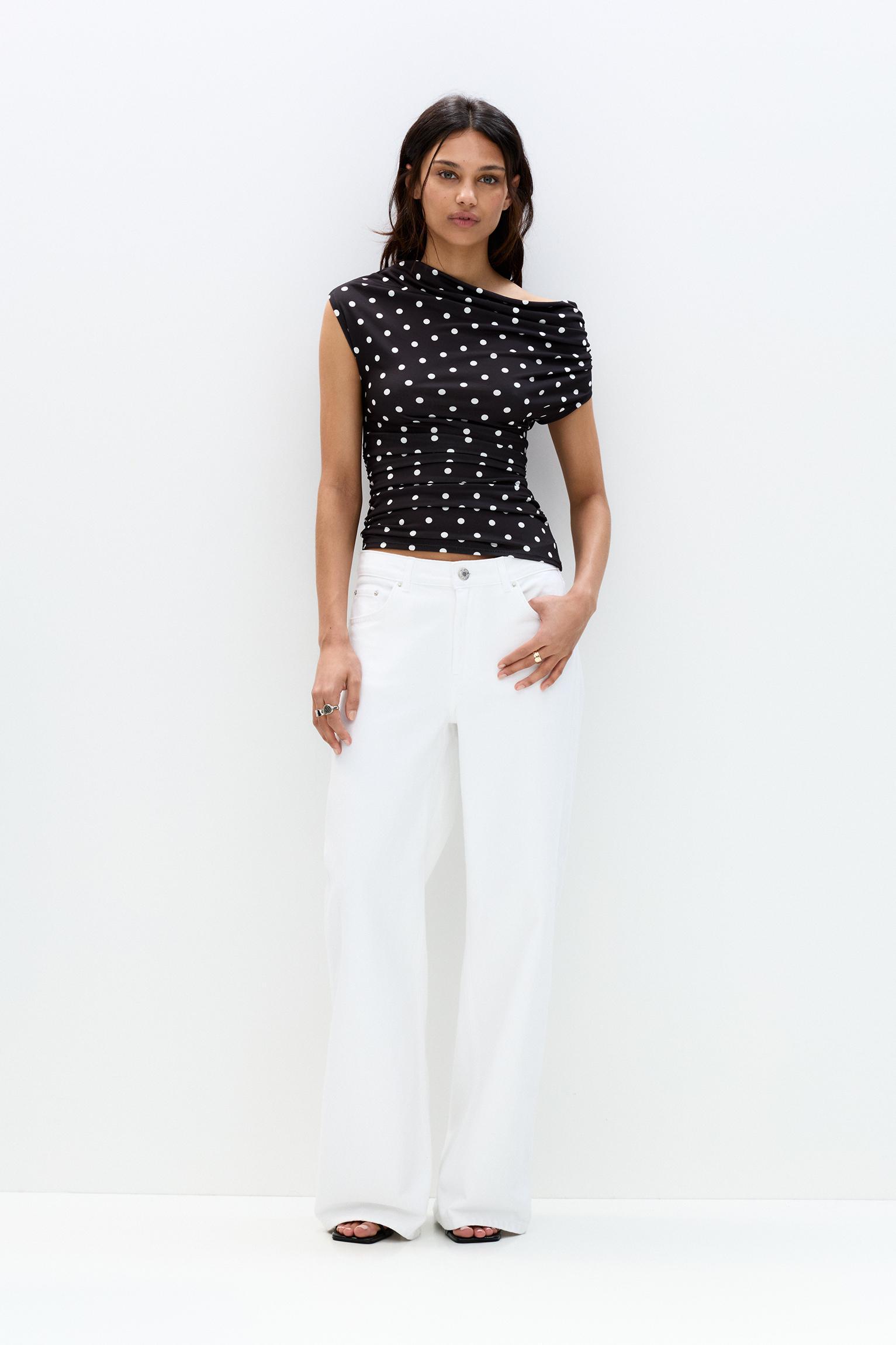 Asymmetric polka dot top Product Image