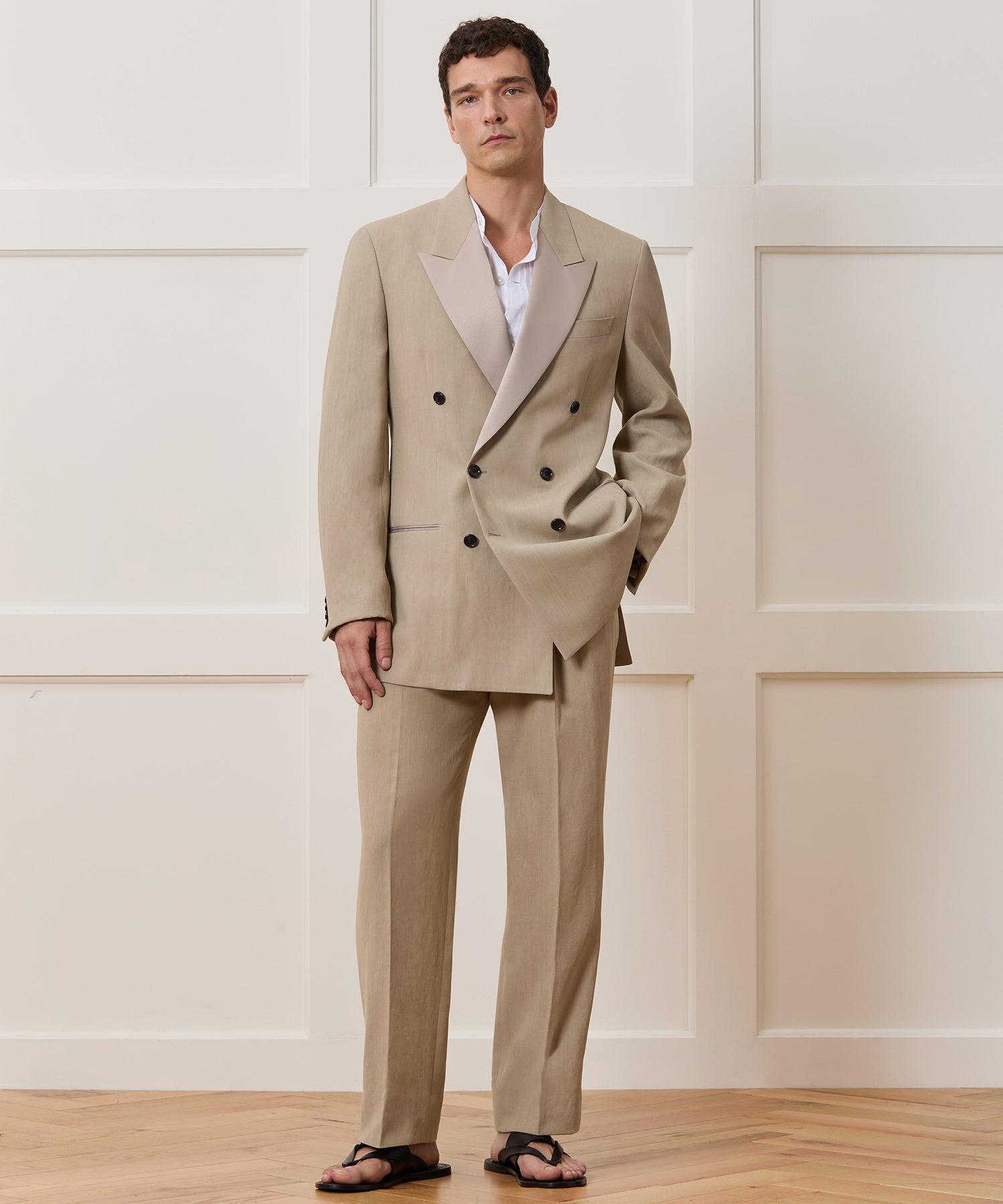 Relaxed Italian Sueded Linen Tuxedo Trouser Product Image