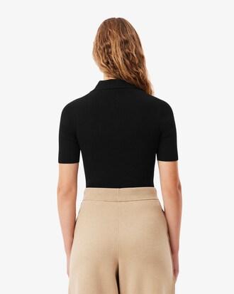 3D Ribbed Knit Polo Shirt Product Image