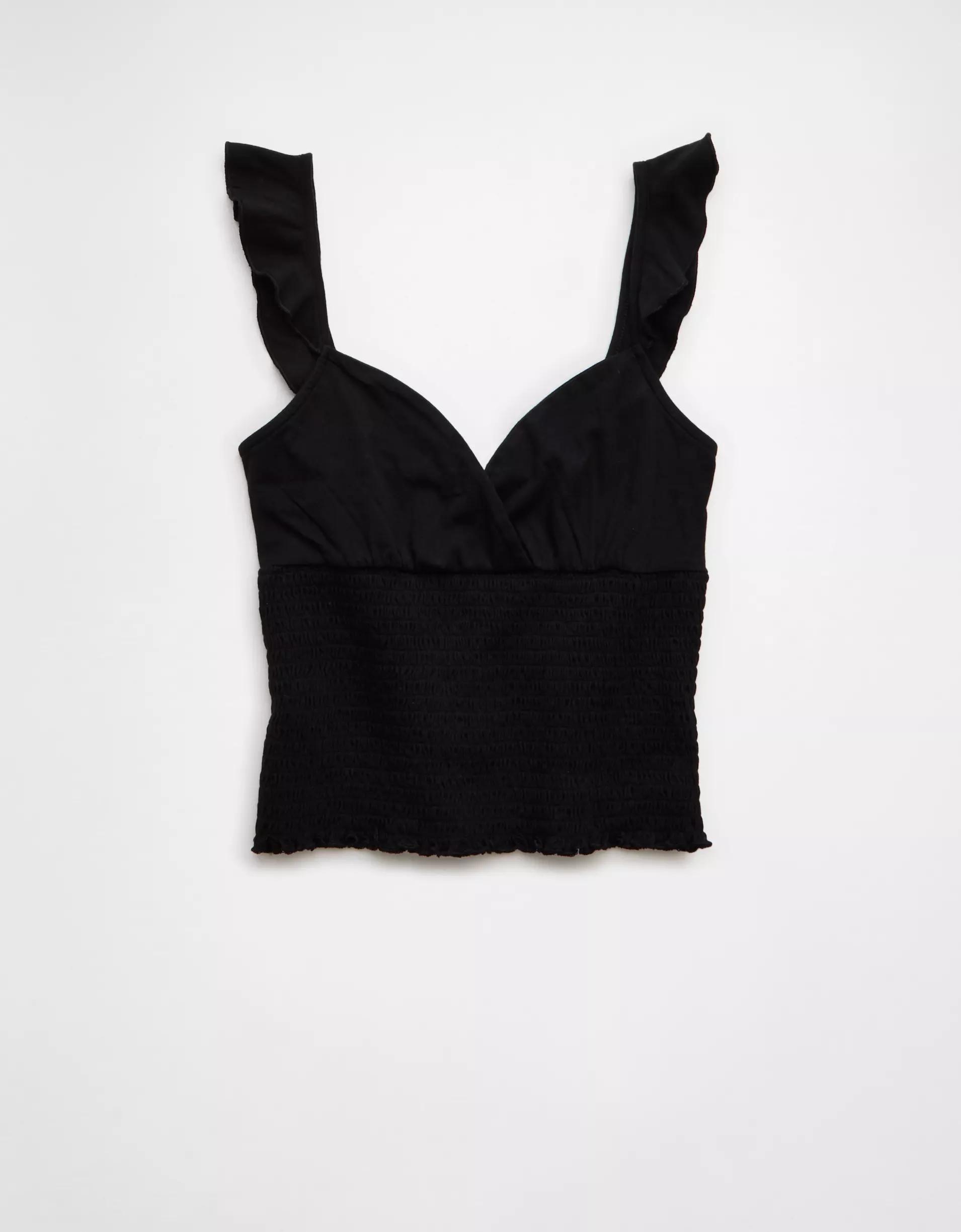 AE Sunchaser Knit Wrap Front Smocked Tank Top Product Image