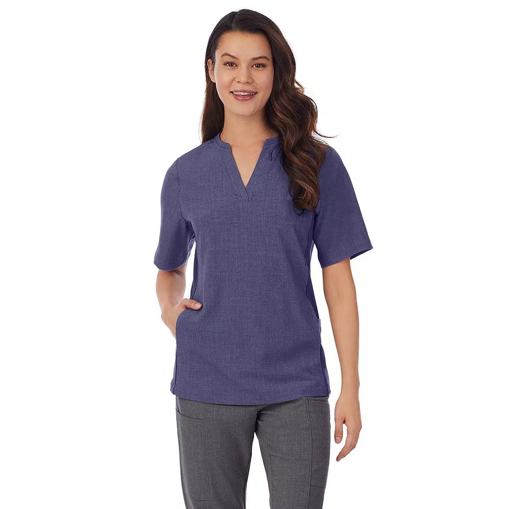 Women's Cuddl Duds® Scrubs 4-Pocket Split Neck Top, Size: XL, Navy Grey Product Image
