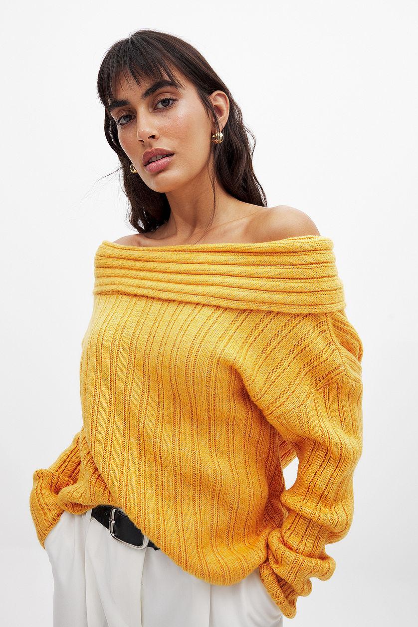 Knitted Off Shoulder Sweater Product Image