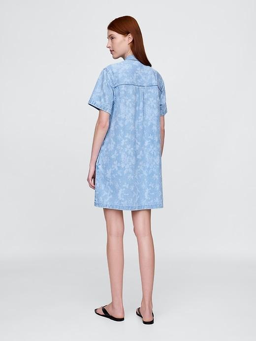 UltraSoft Denim Floral Popover Mini Dress Product Image