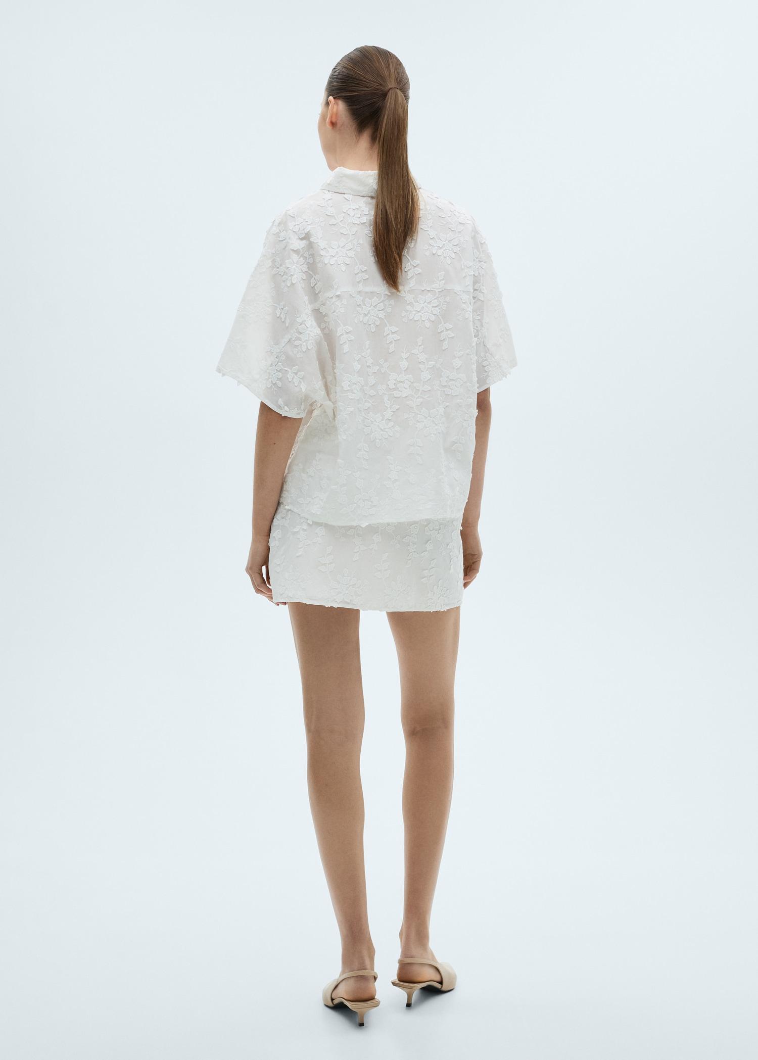 Floral-embroidered cotton skirt - Women | MANGO USA Product Image