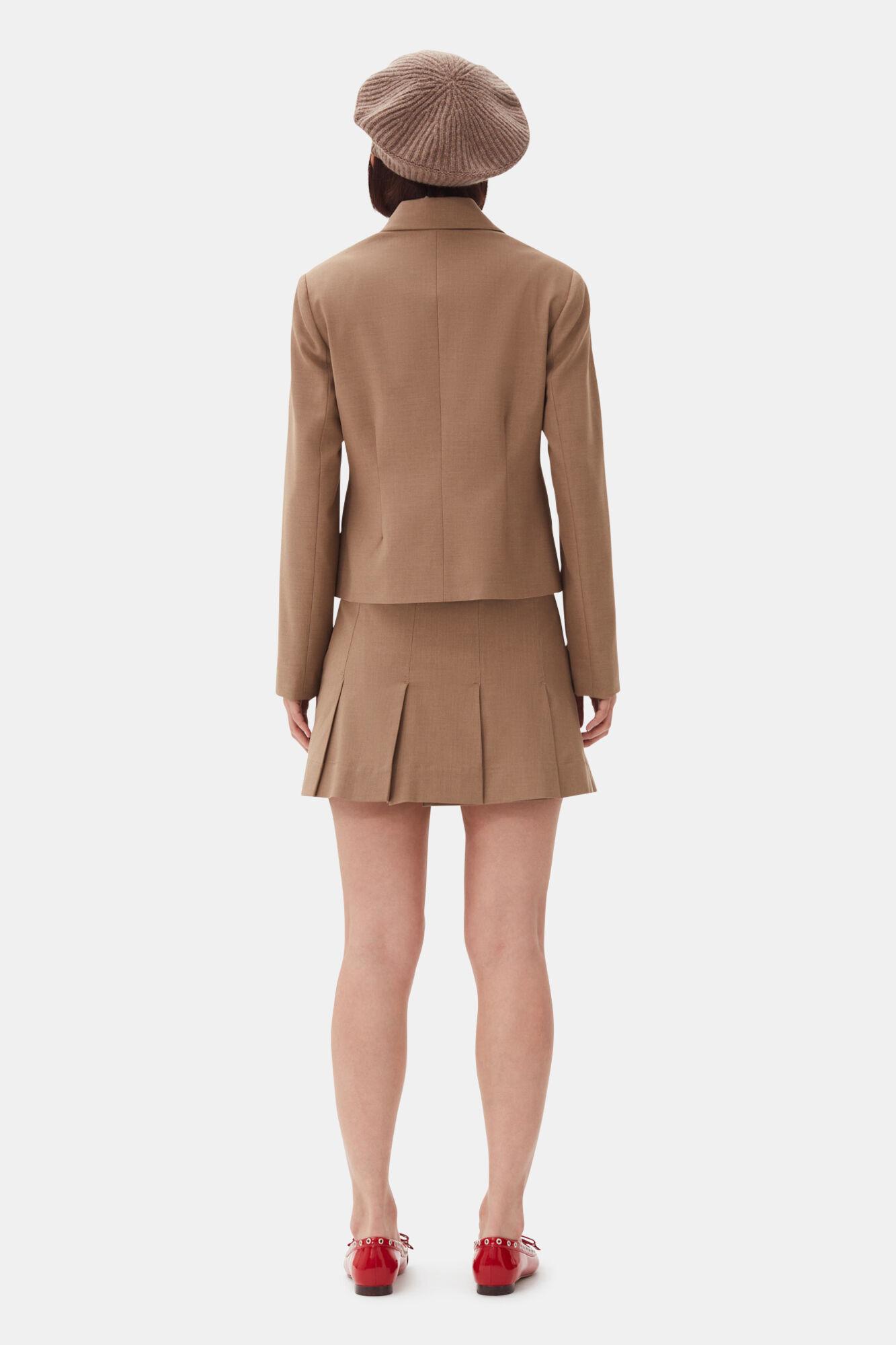 Brown Drapey Melange Fitted Blazer Product Image