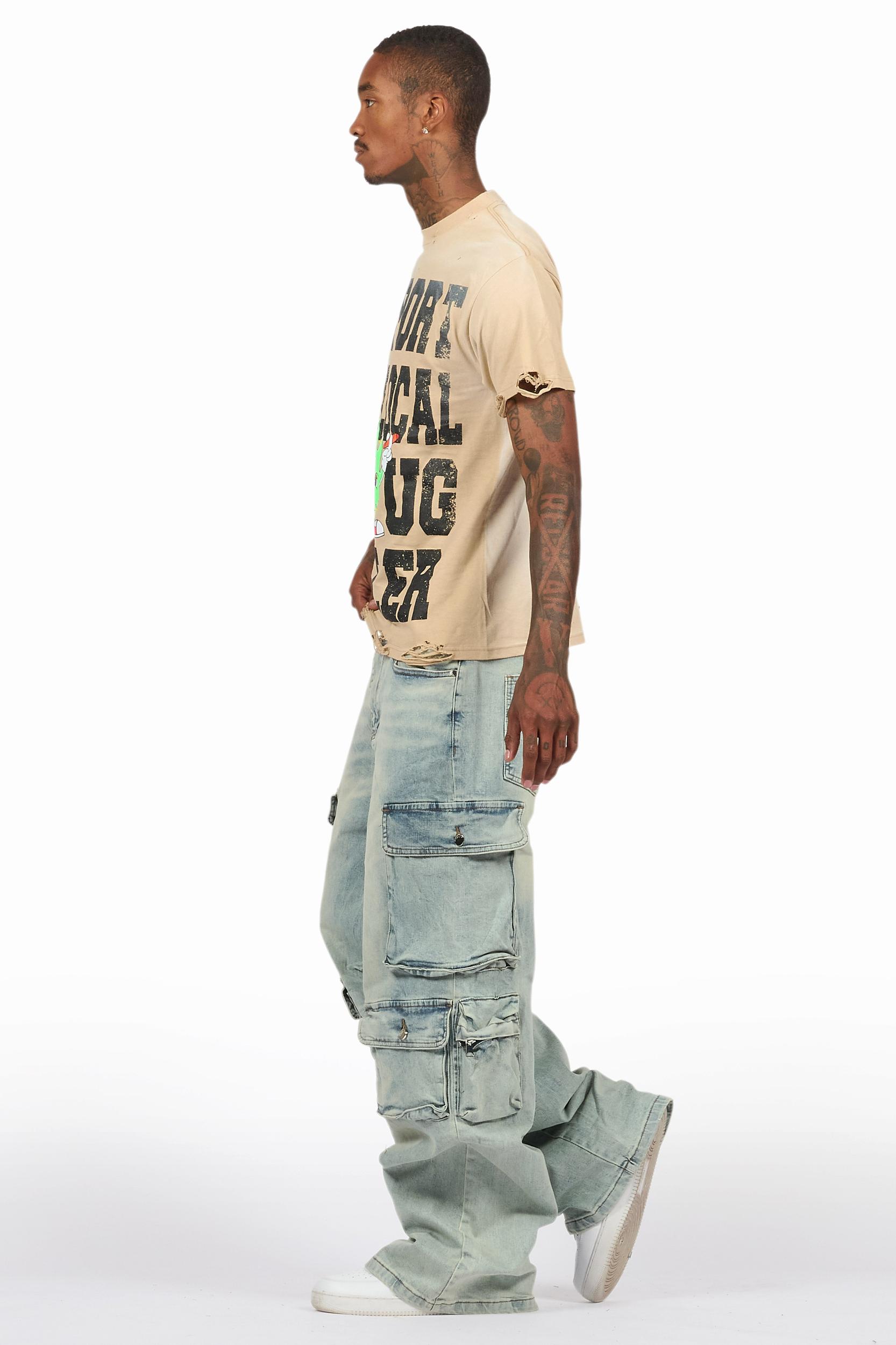 Tarl Beige/Blue T-Shirt/Baggy Fit Jean Bundle Male Product Image