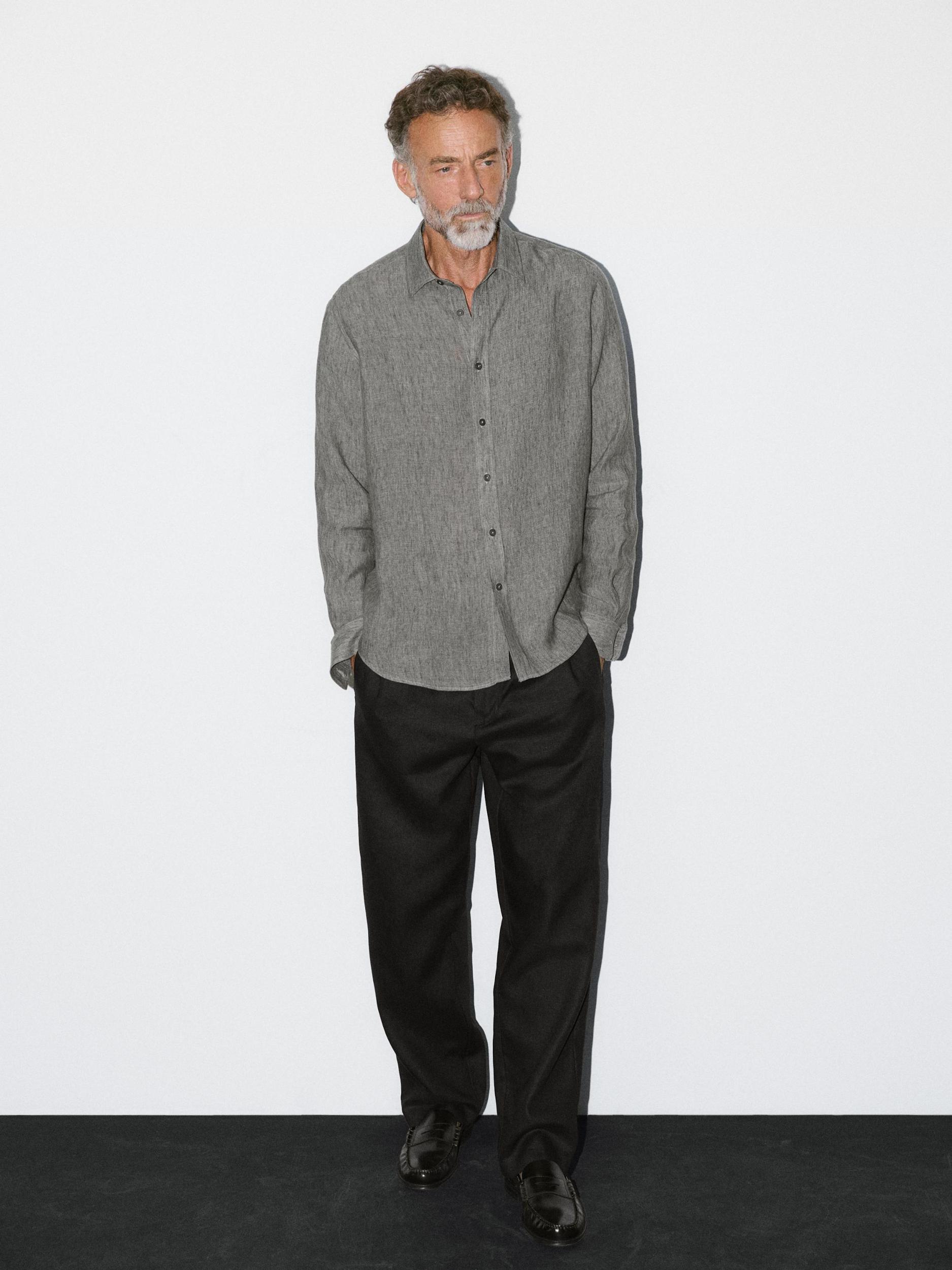 100% linen regular fit shirt Product Image